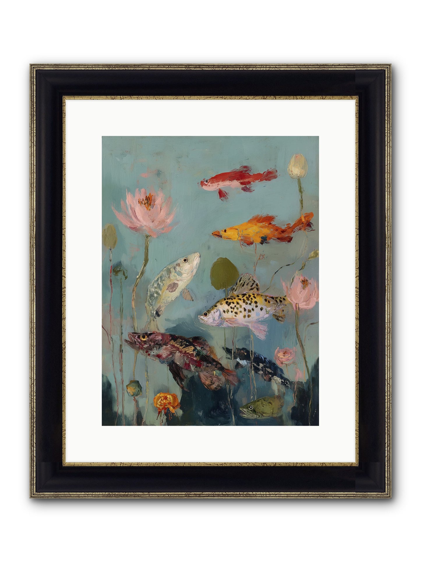 Through Liquid Heaven Framed Print - Black & Gold 12x16