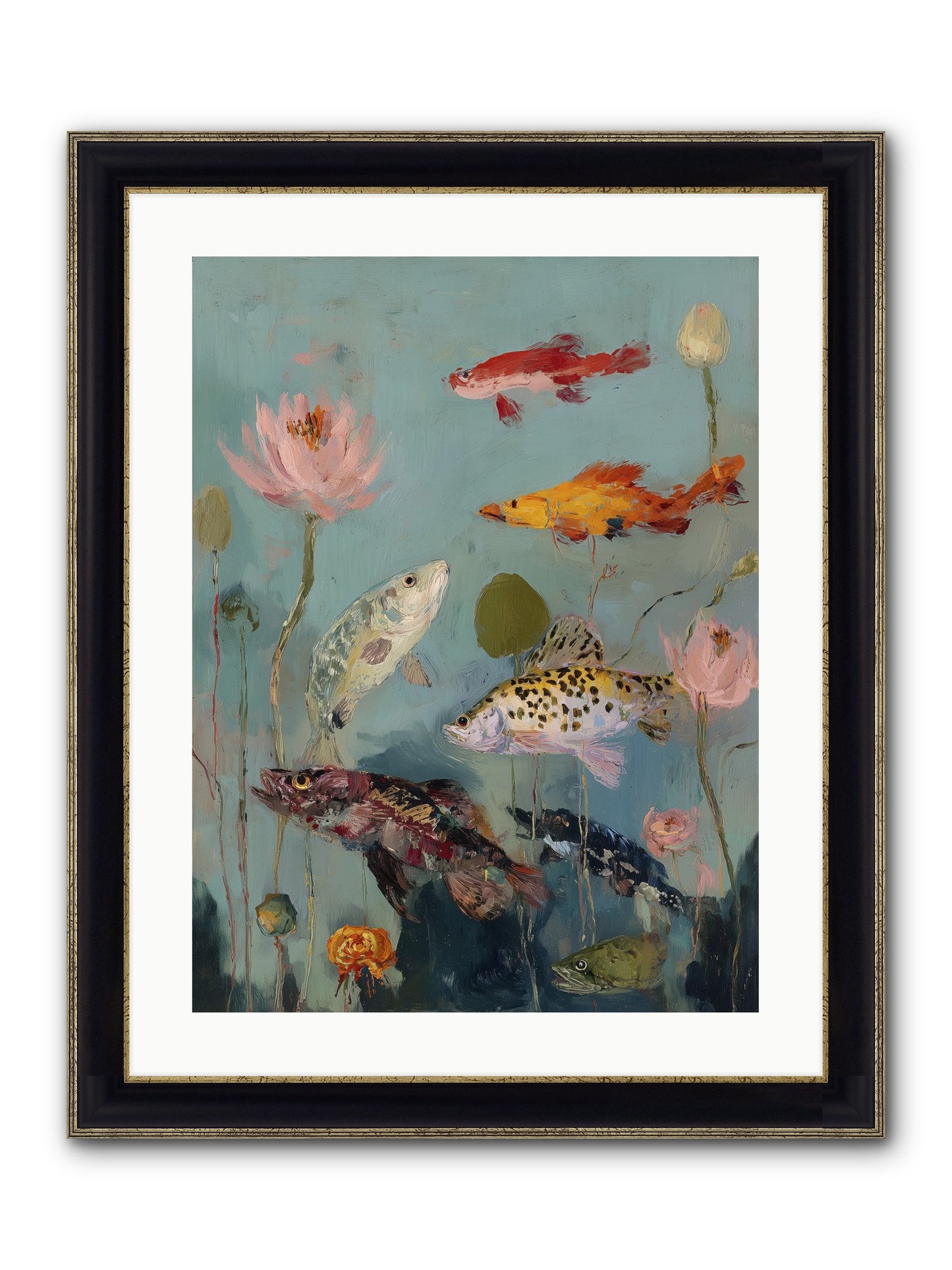 Through Liquid Heaven Framed Print - Black & Gold 18x24