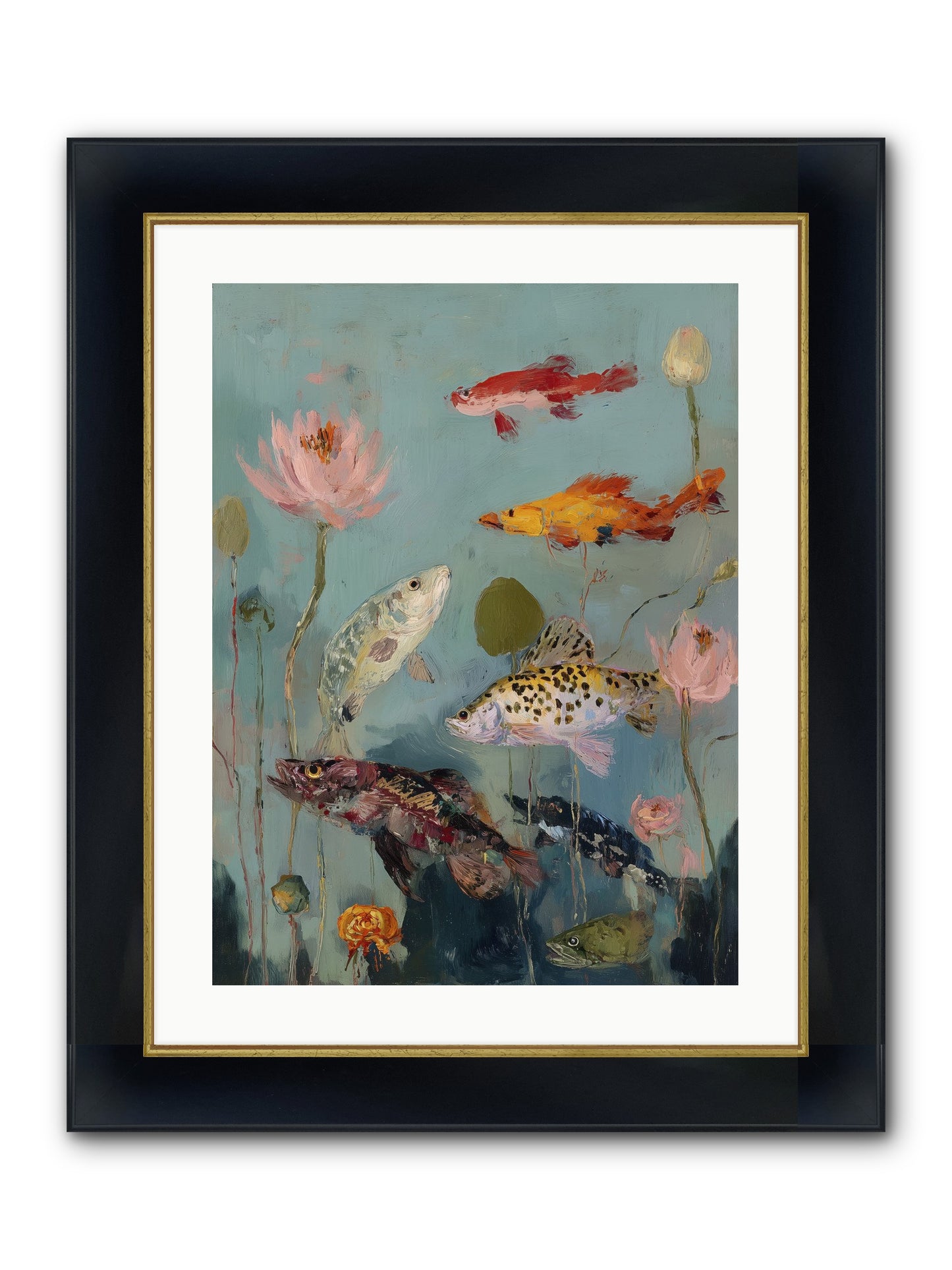 Through Liquid Heaven Framed Print - Wide Black w/Gold 18x24