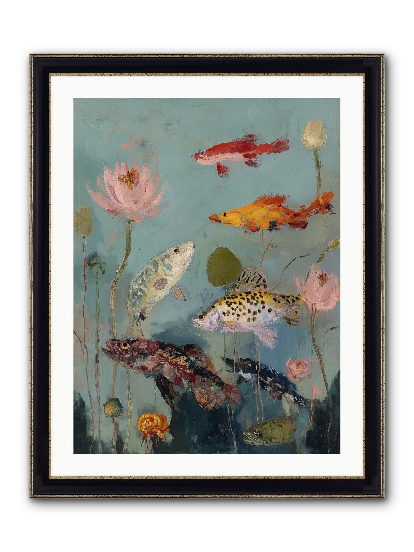 Through Liquid Heaven Framed Print - Black & Gold 24x32