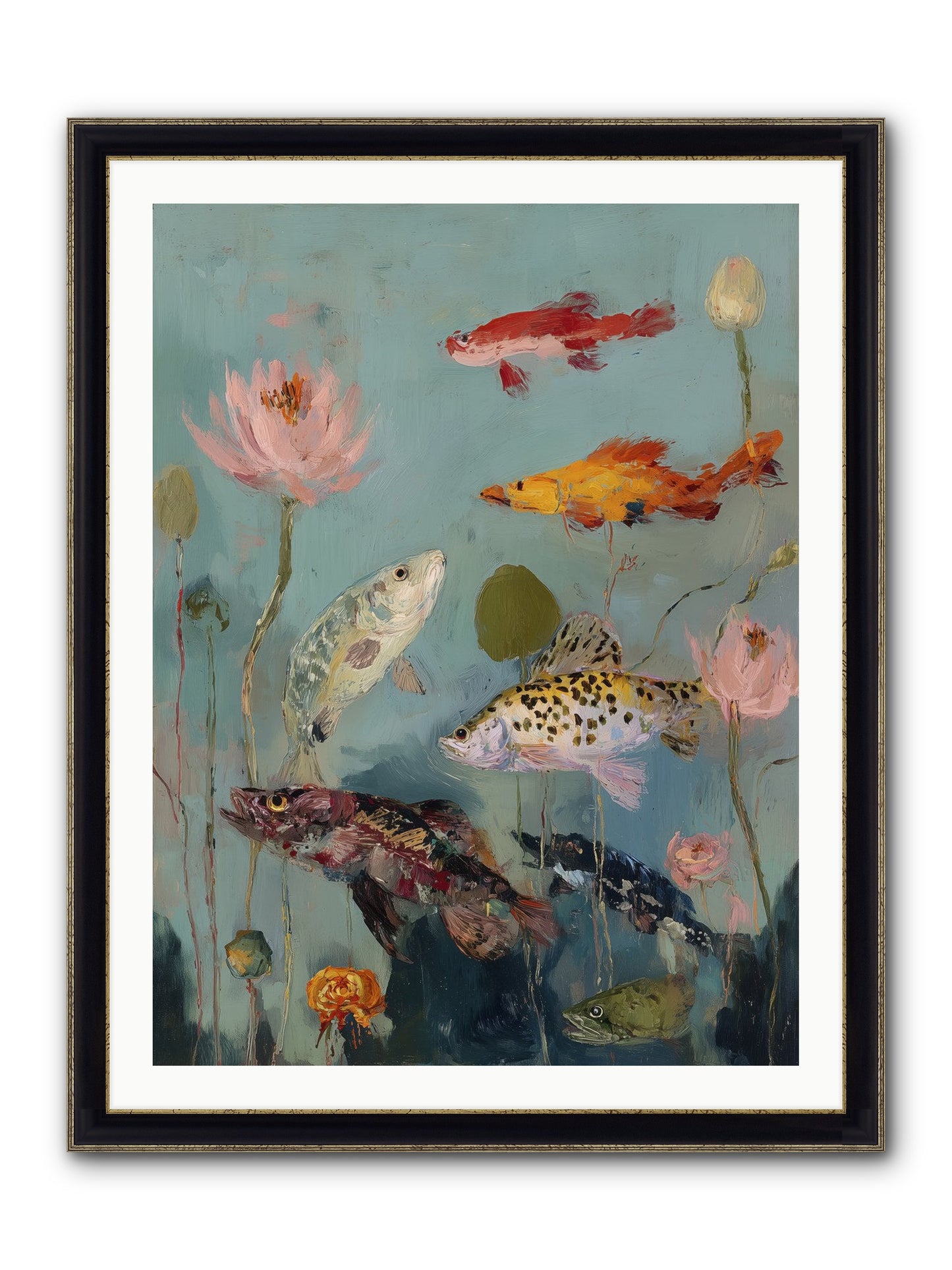 Through Liquid Heaven Framed Print - Black & Gold 30x40