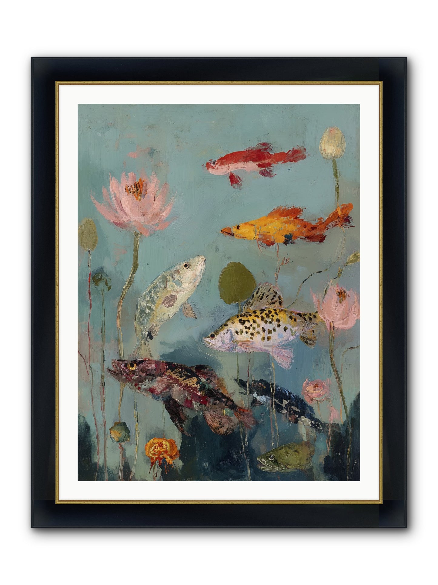 Through Liquid Heaven Framed Print - Wide Black w/Gold 30x40