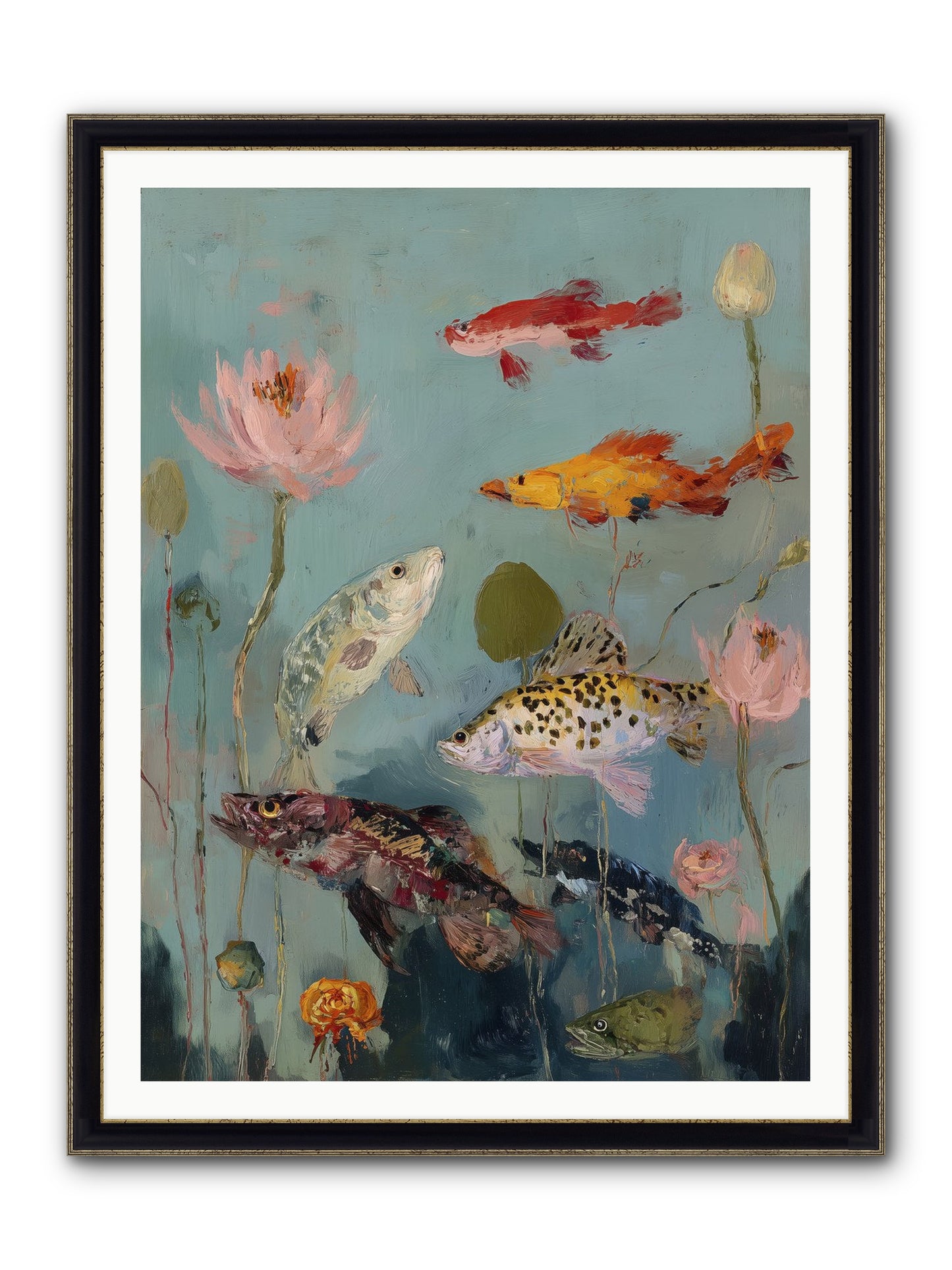Through Liquid Heaven Framed Print - Black & Gold 36x48