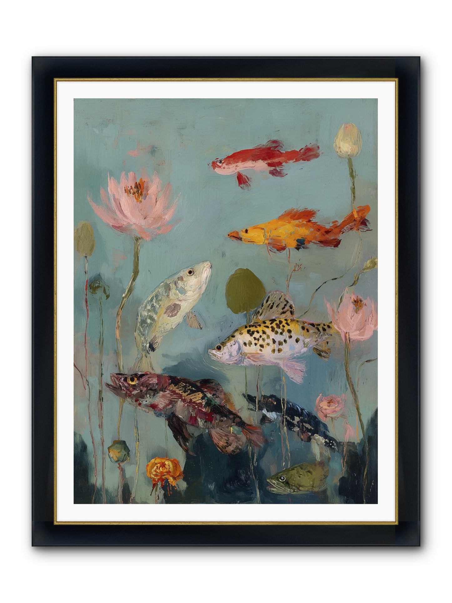 Through Liquid Heaven Framed Print - Wide Black w/Gold 36x48