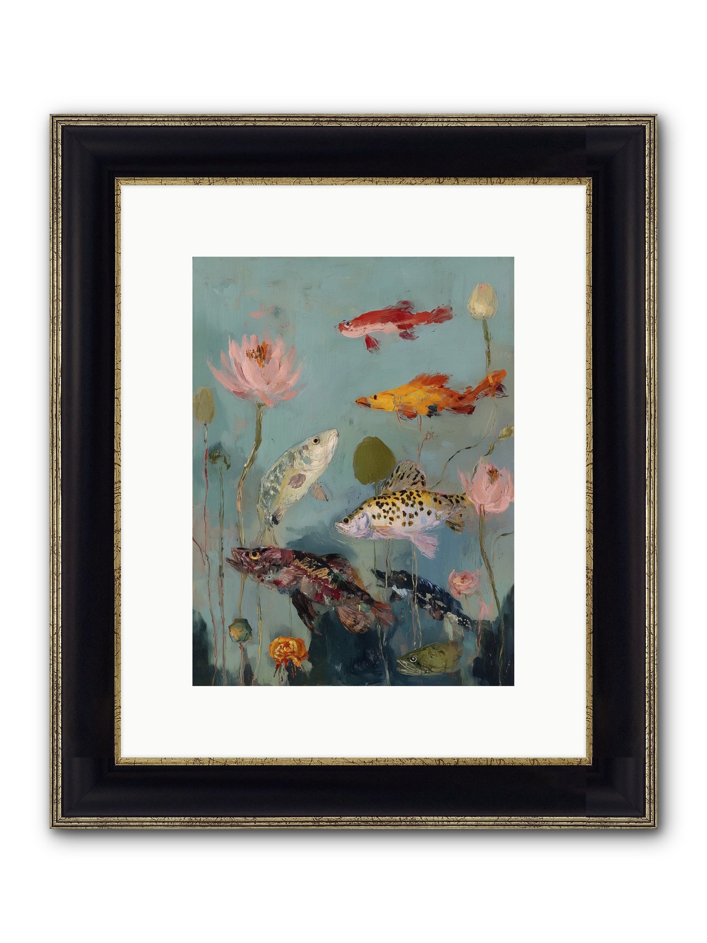 Through Liquid Heaven Framed Print - Black & Gold 9x12
