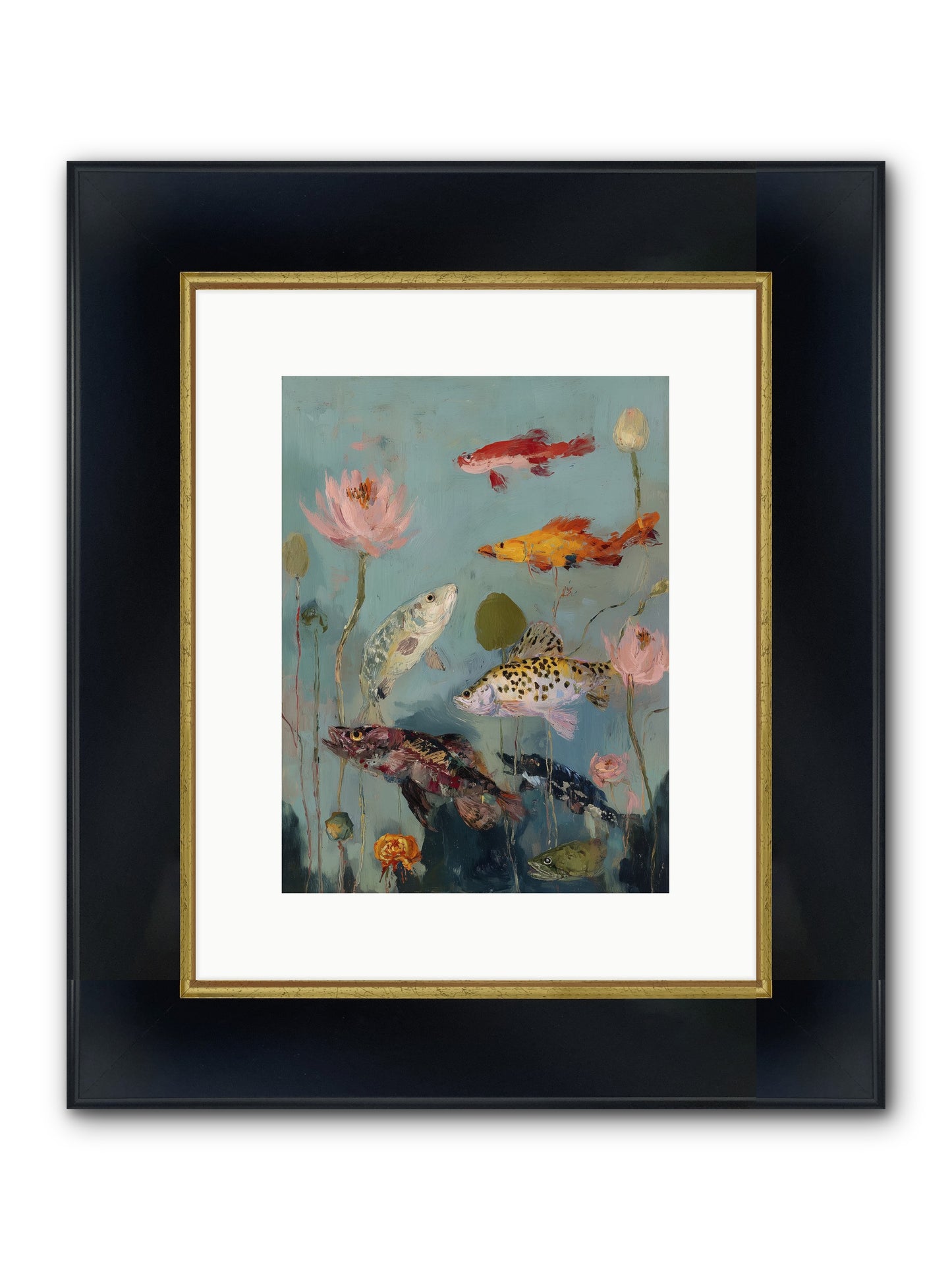 Through Liquid Heaven Framed Print - Wide Black w/Gold 9x12