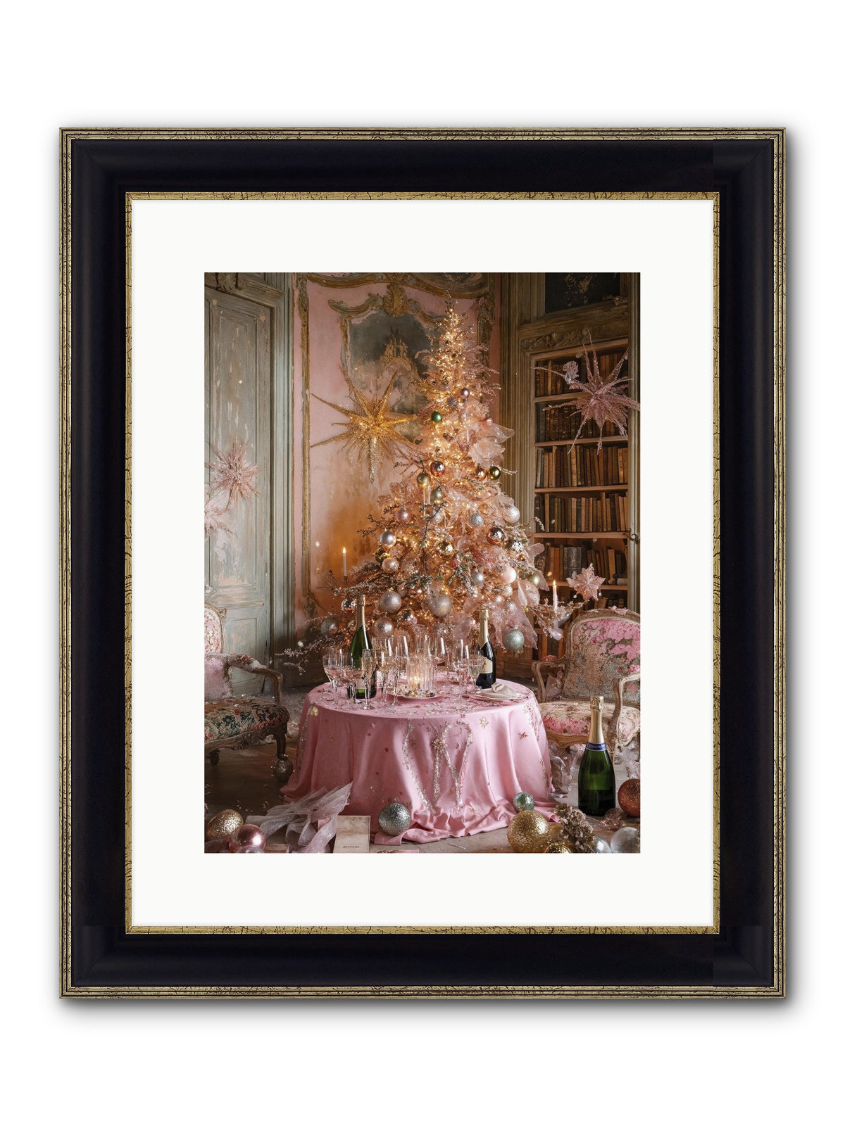 Through The Snowglobe Framed Print - Black & Gold 12x16