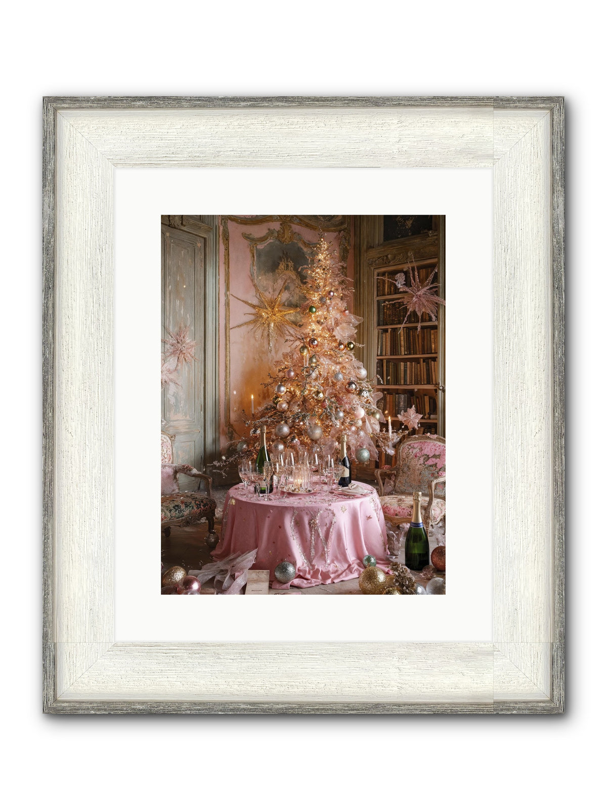 Through The Snowglobe Framed Print - Driftwood White 12x16