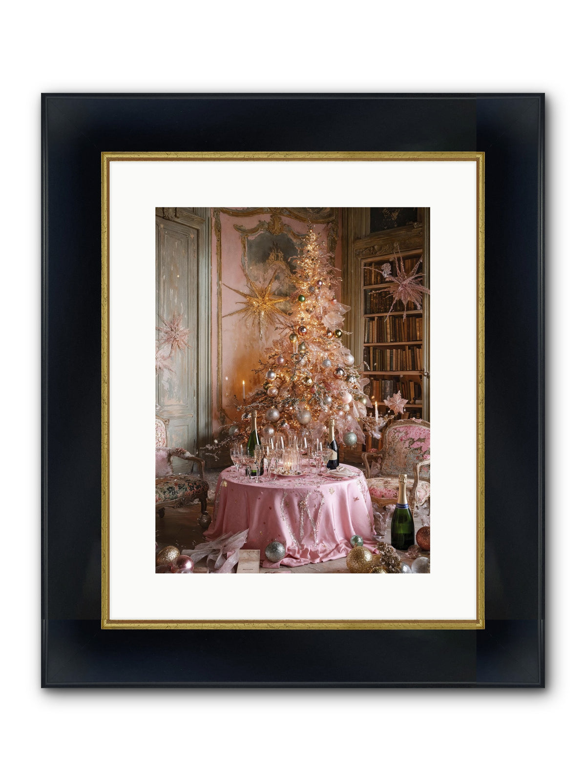 Through The Snowglobe Framed Print - Wide Black w/Gold 12x16