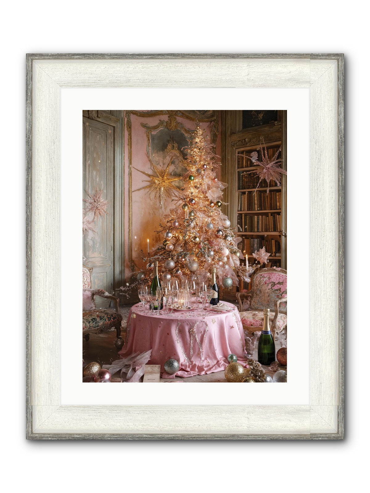 Through The Snowglobe Framed Print - Driftwood White 18x24