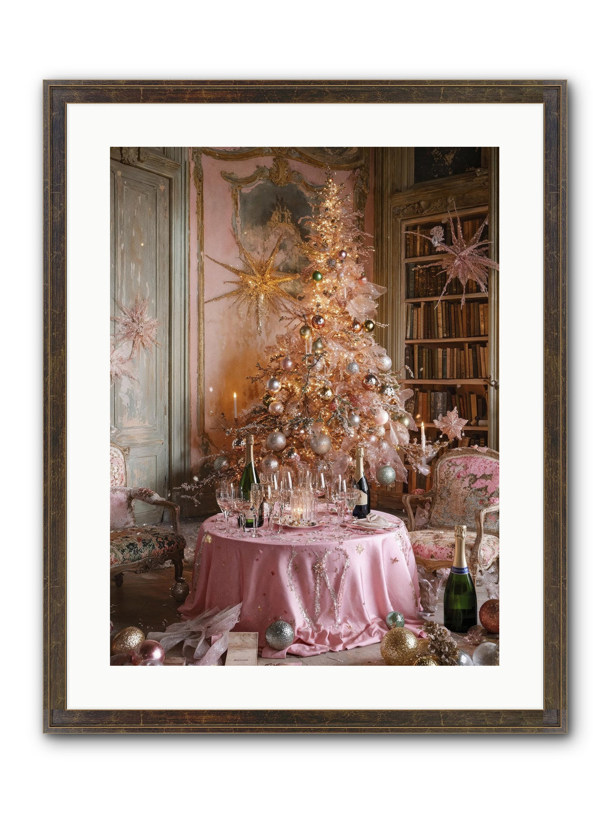 Through The Snowglobe Framed Print - Slimwoods Black/Gold 18x24