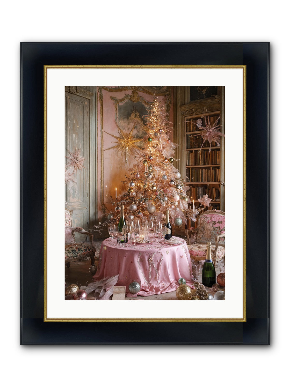 Through The Snowglobe Framed Print - Wide Black w/Gold 18x24