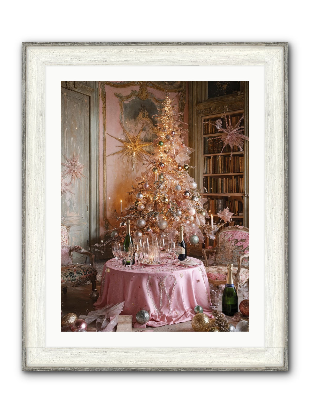 Through The Snowglobe Framed Print - Driftwood White 24x32