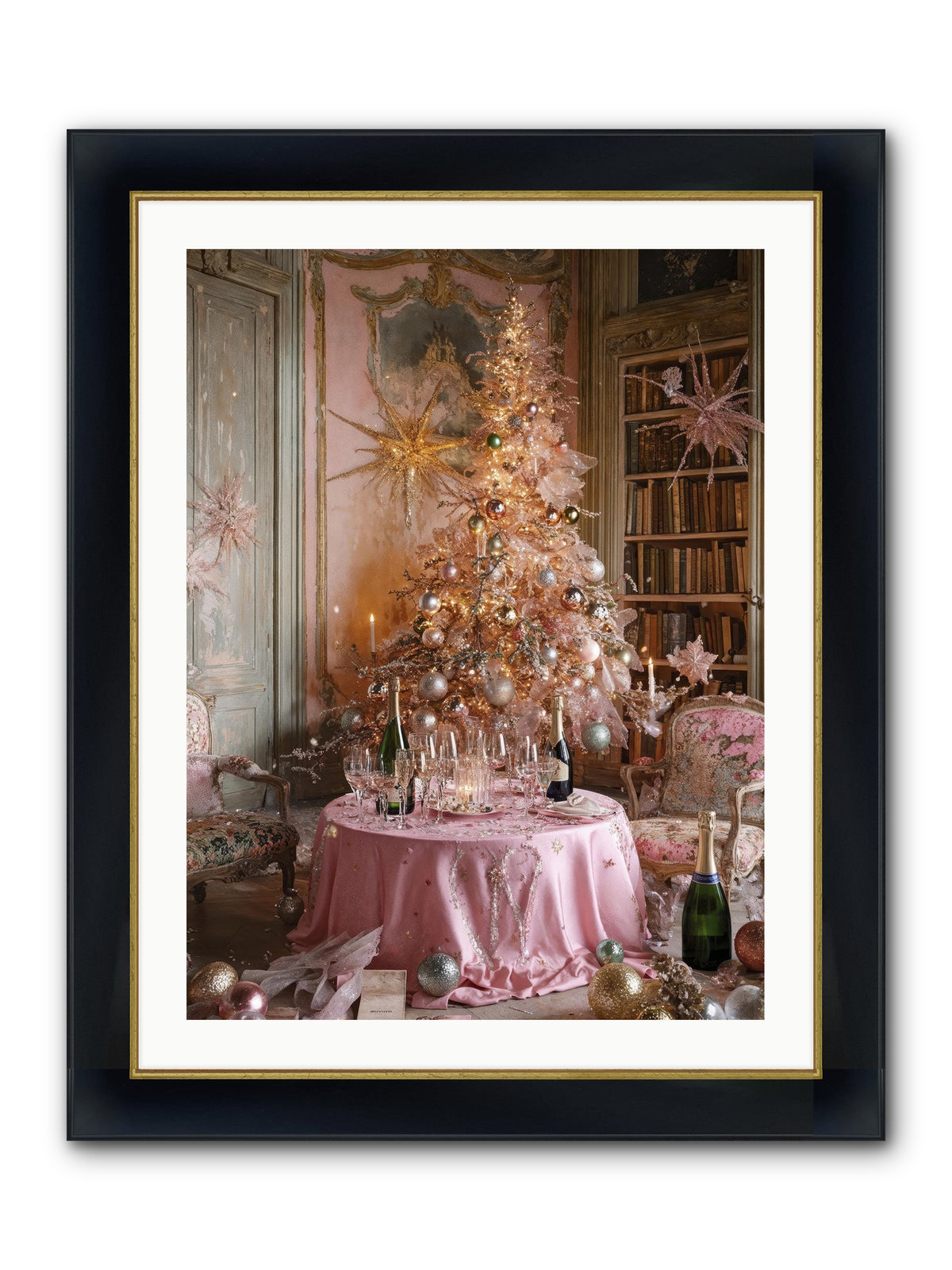 Through The Snowglobe Framed Print - Wide Black w/Gold 24x32