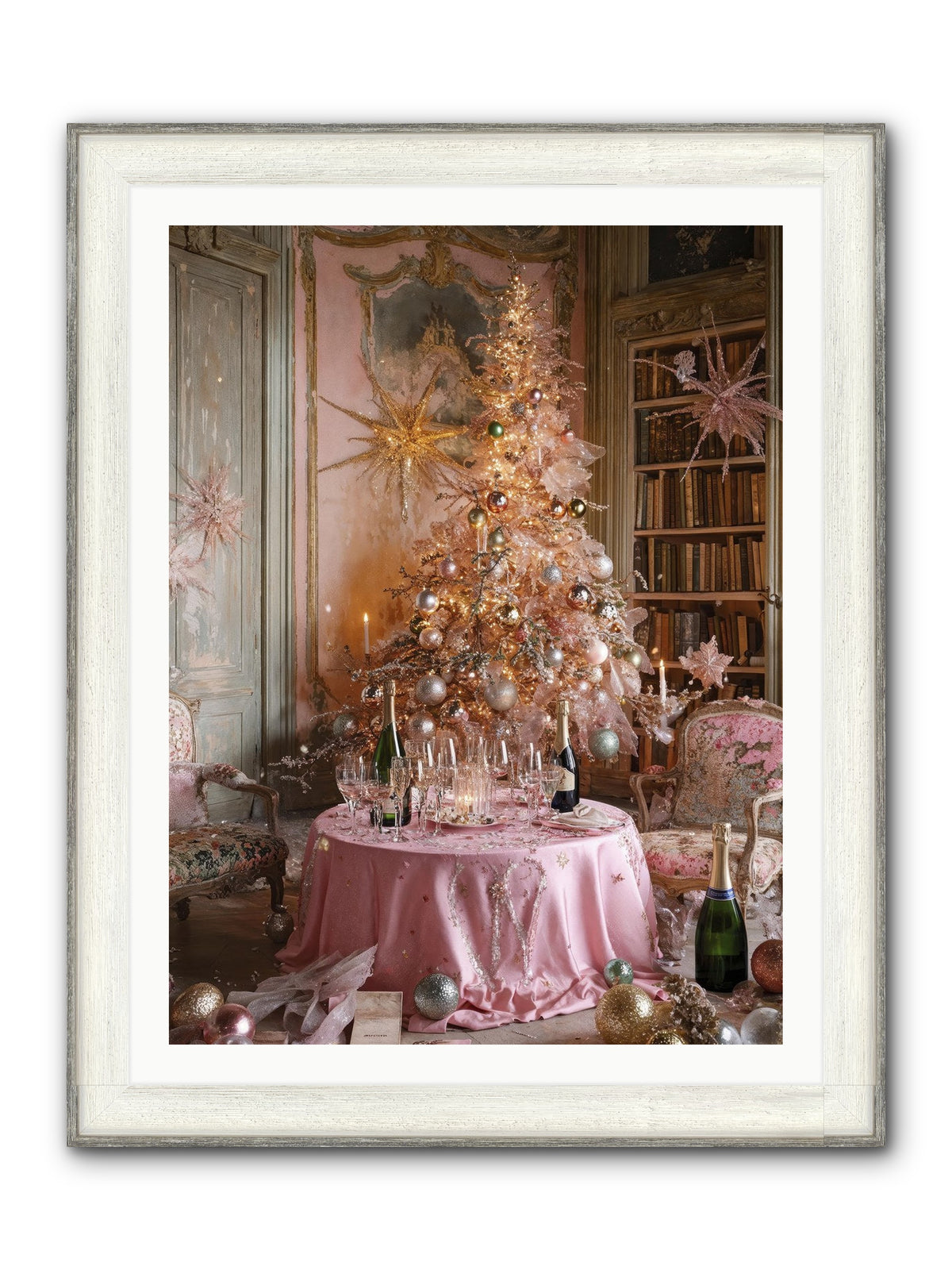 Through The Snowglobe Framed Print - Driftwood White 30x40
