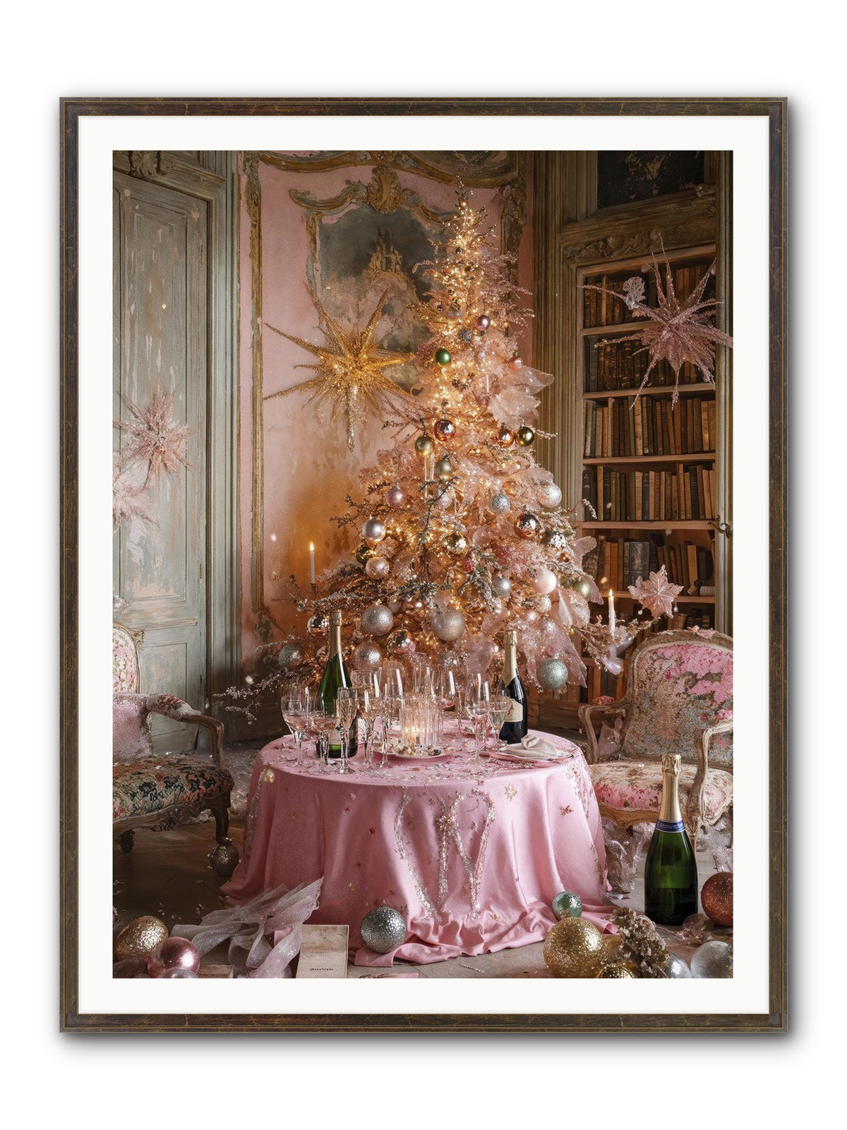 Through The Snowglobe Framed Print - Slimwoods Black/Gold 36x48