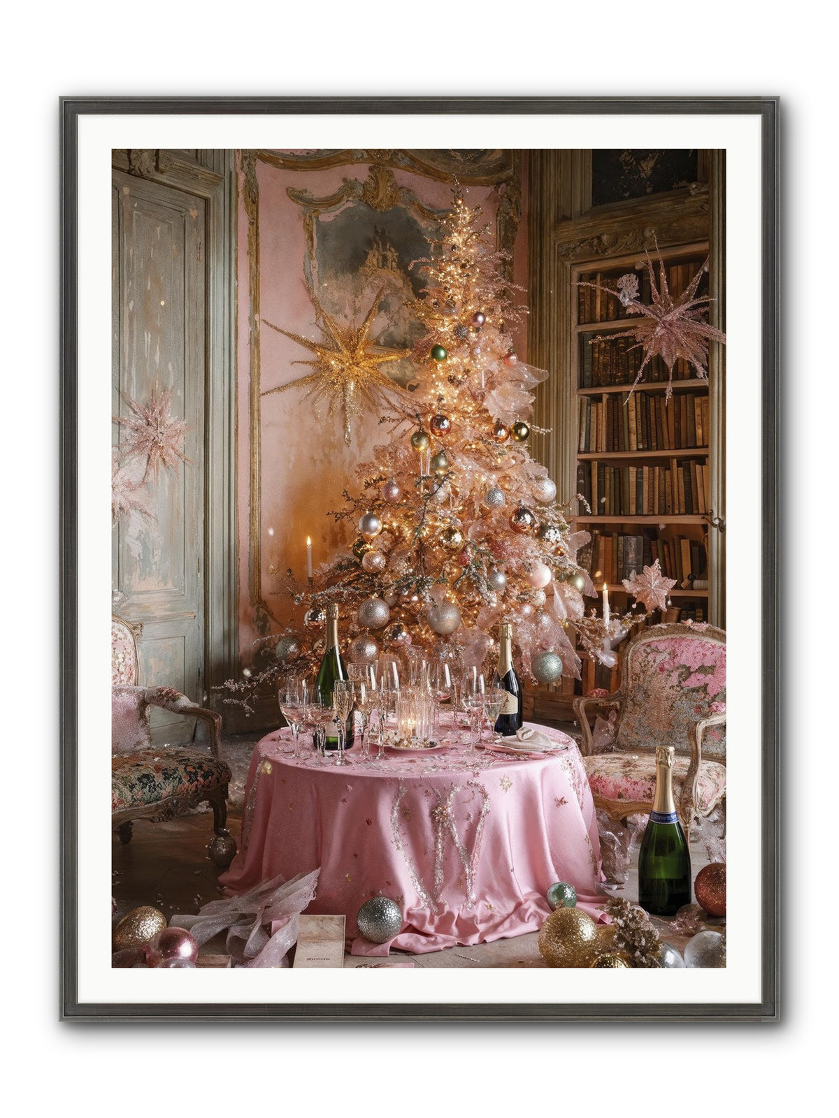Through The Snowglobe Framed Print - Slimwoods Black/Silver 36x48