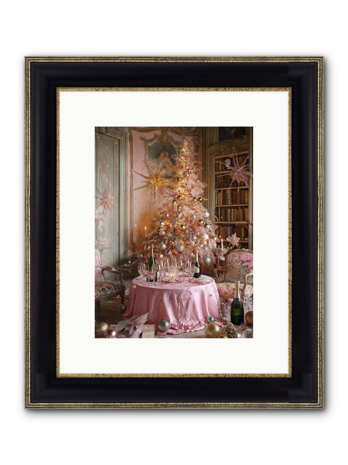 Through The Snowglobe Framed Print - Black & Gold 9x12