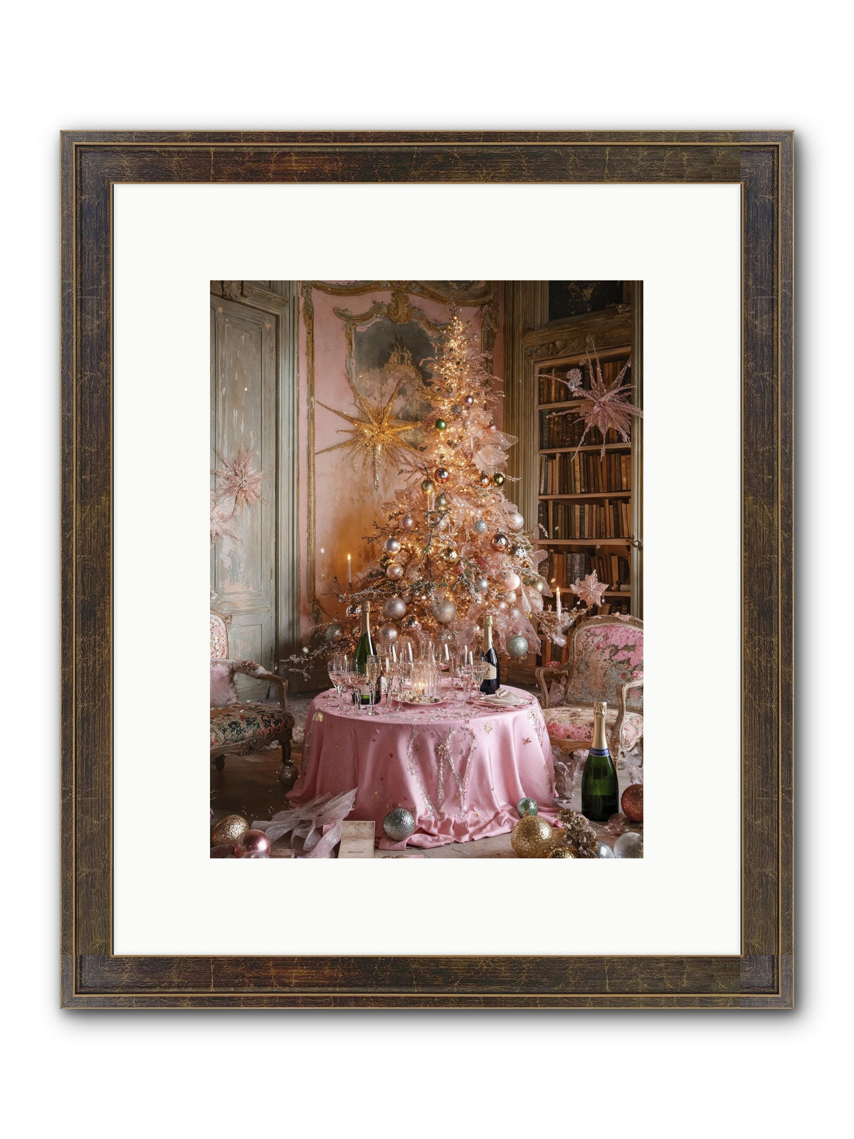 Through The Snowglobe Framed Print - Slimwoods Black/Gold 9x12