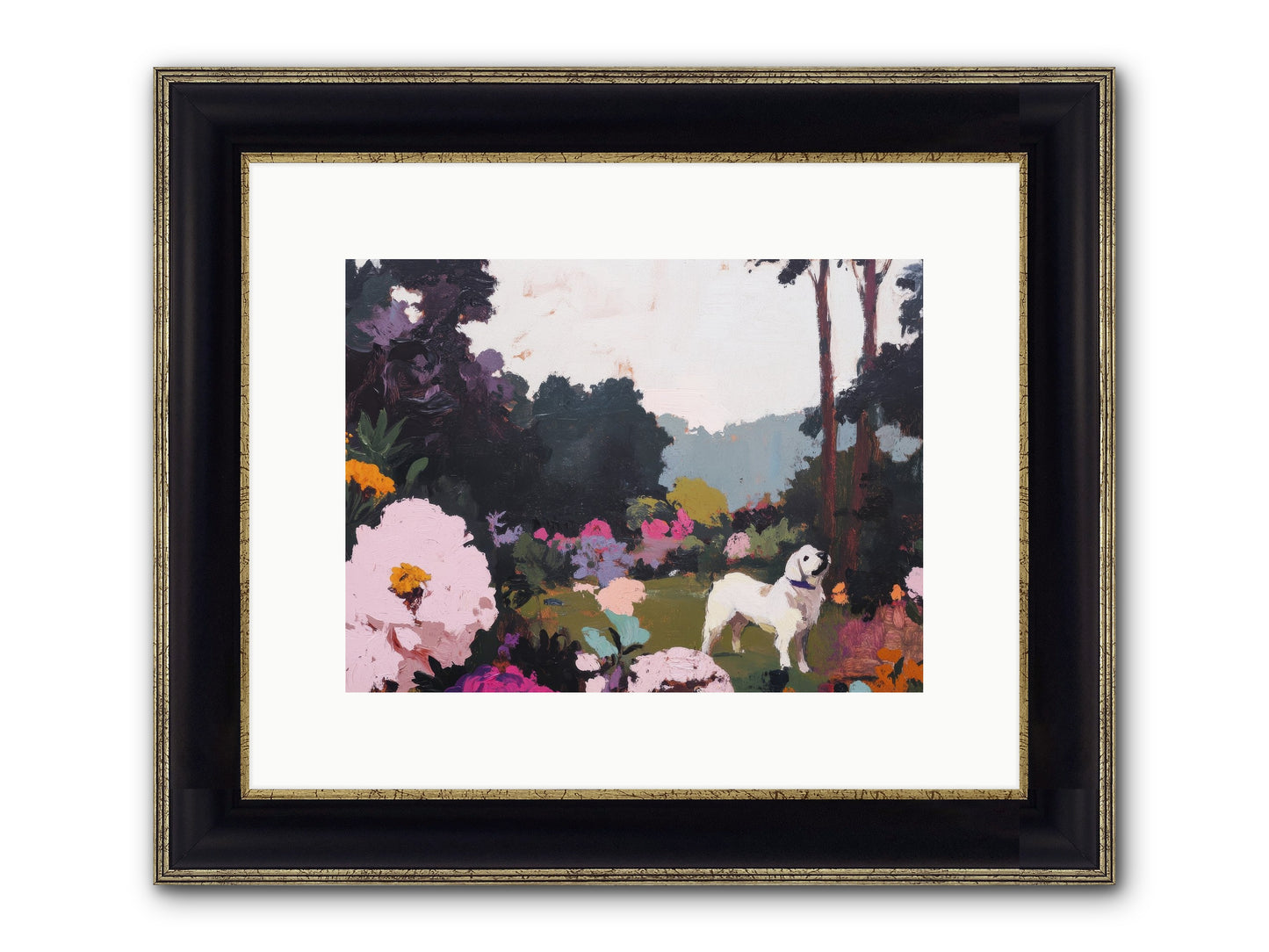 Through The Trees Framed Print - Black & Gold 12x9