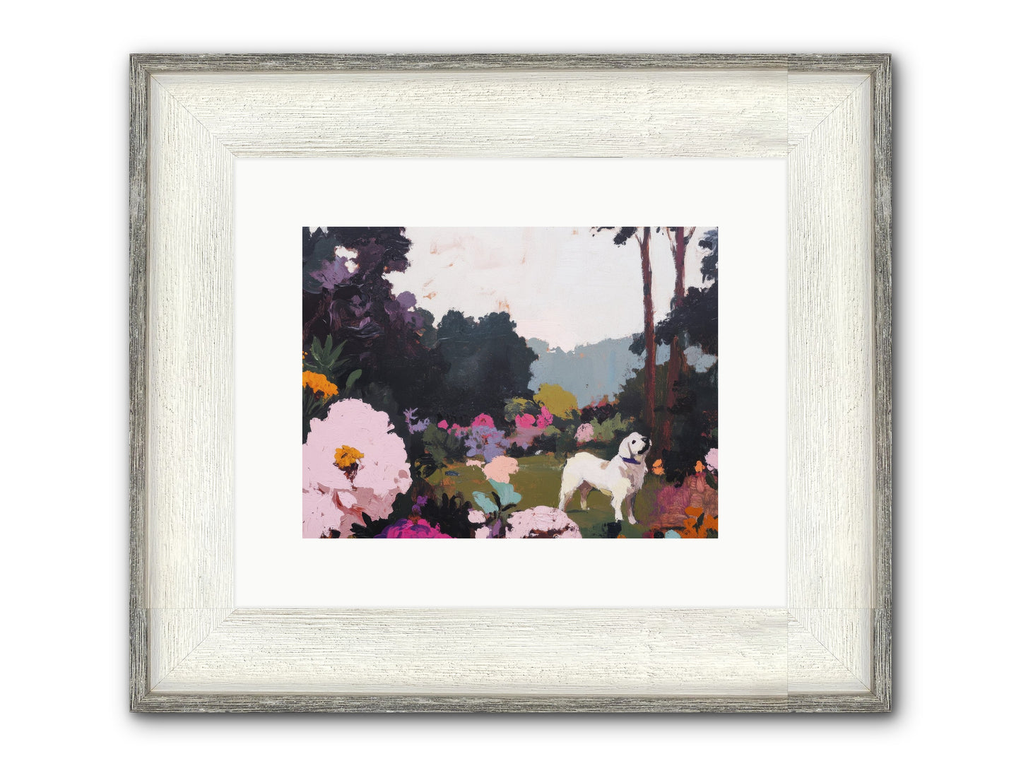 Through The Trees Framed Print - Driftwood White 12x9