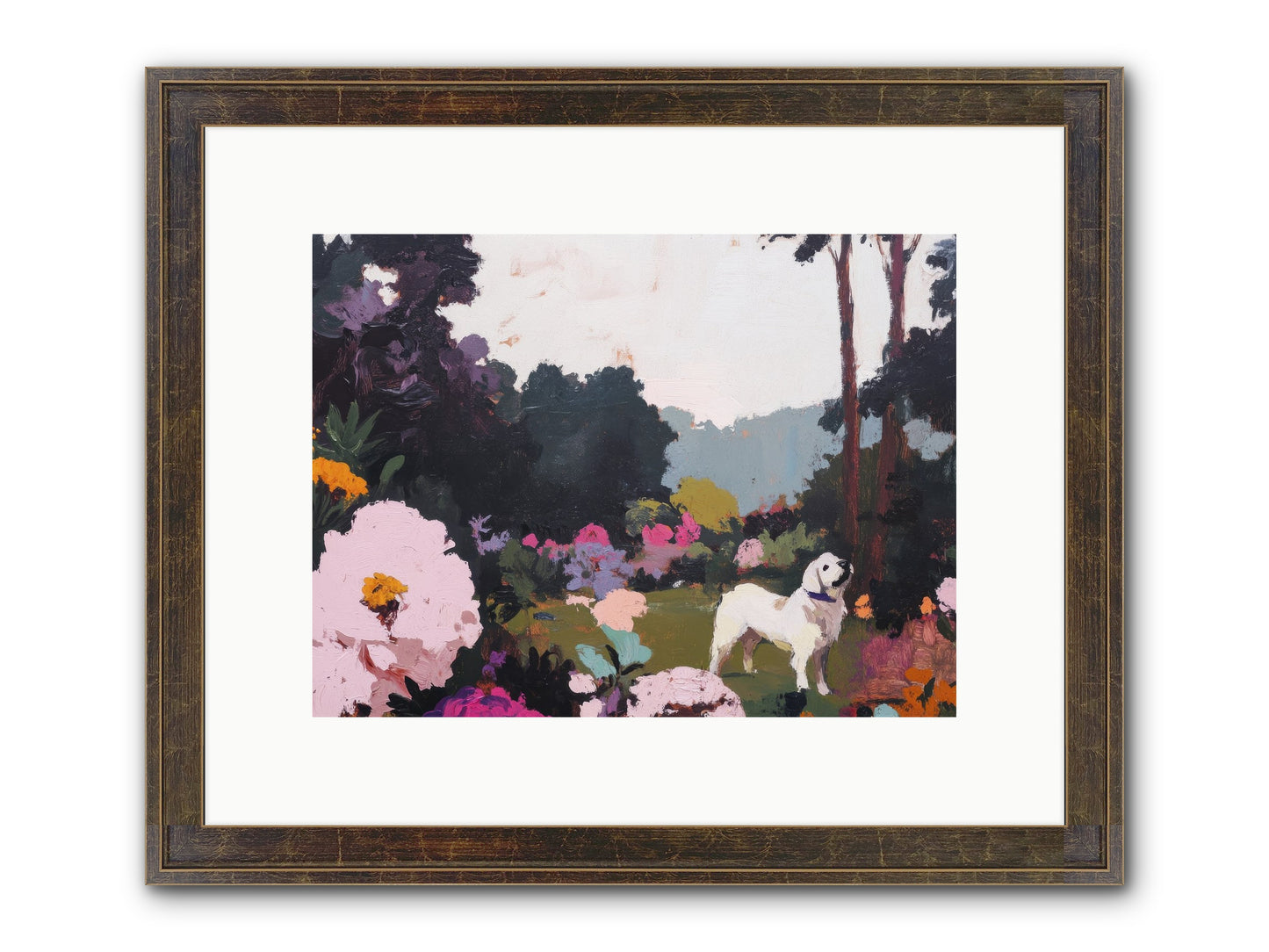 Through The Trees Framed Print - Slimwoods Black/Gold 12x9