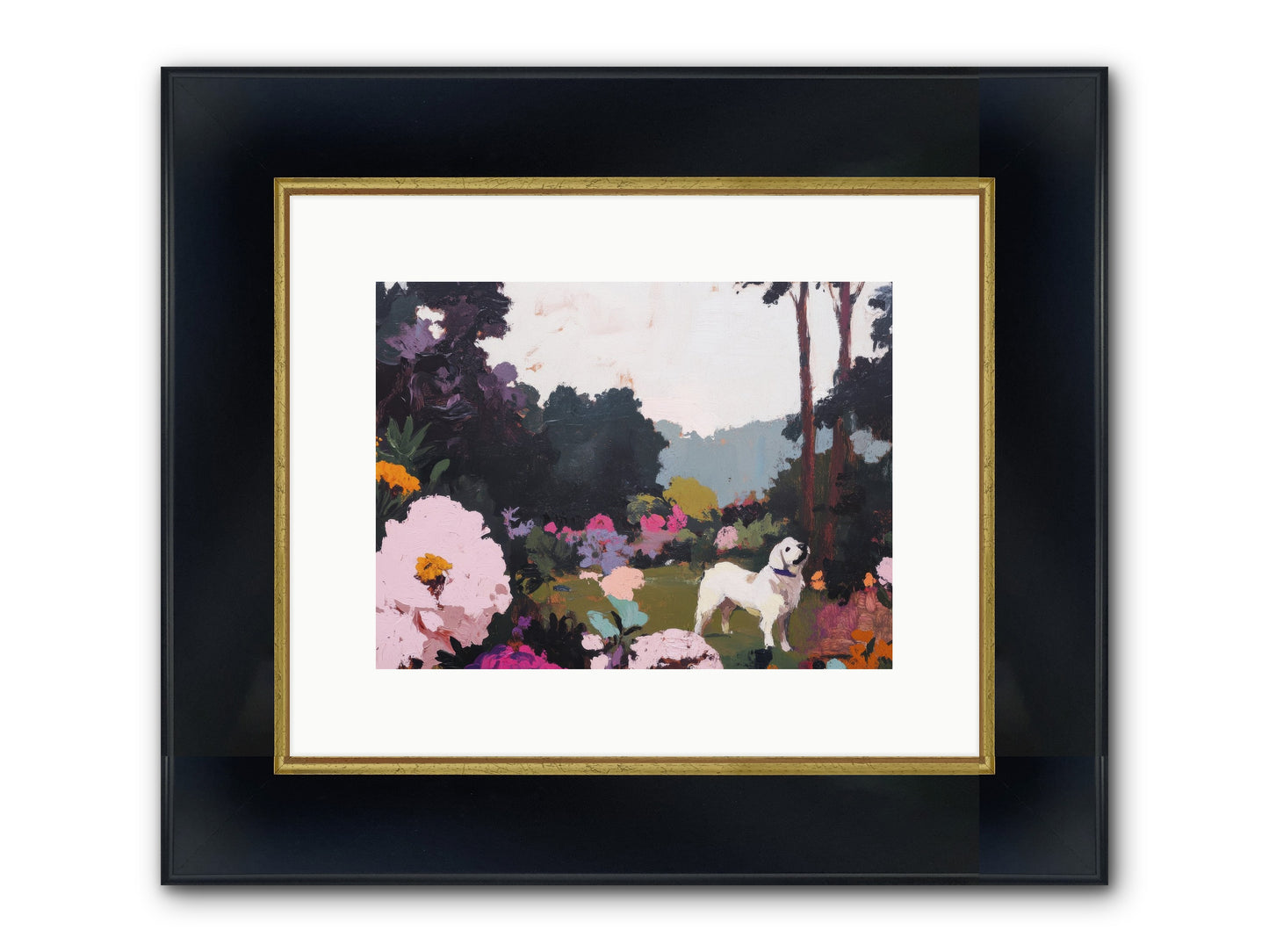 Through The Trees Framed Print - Wide Black w/Gold 12x9