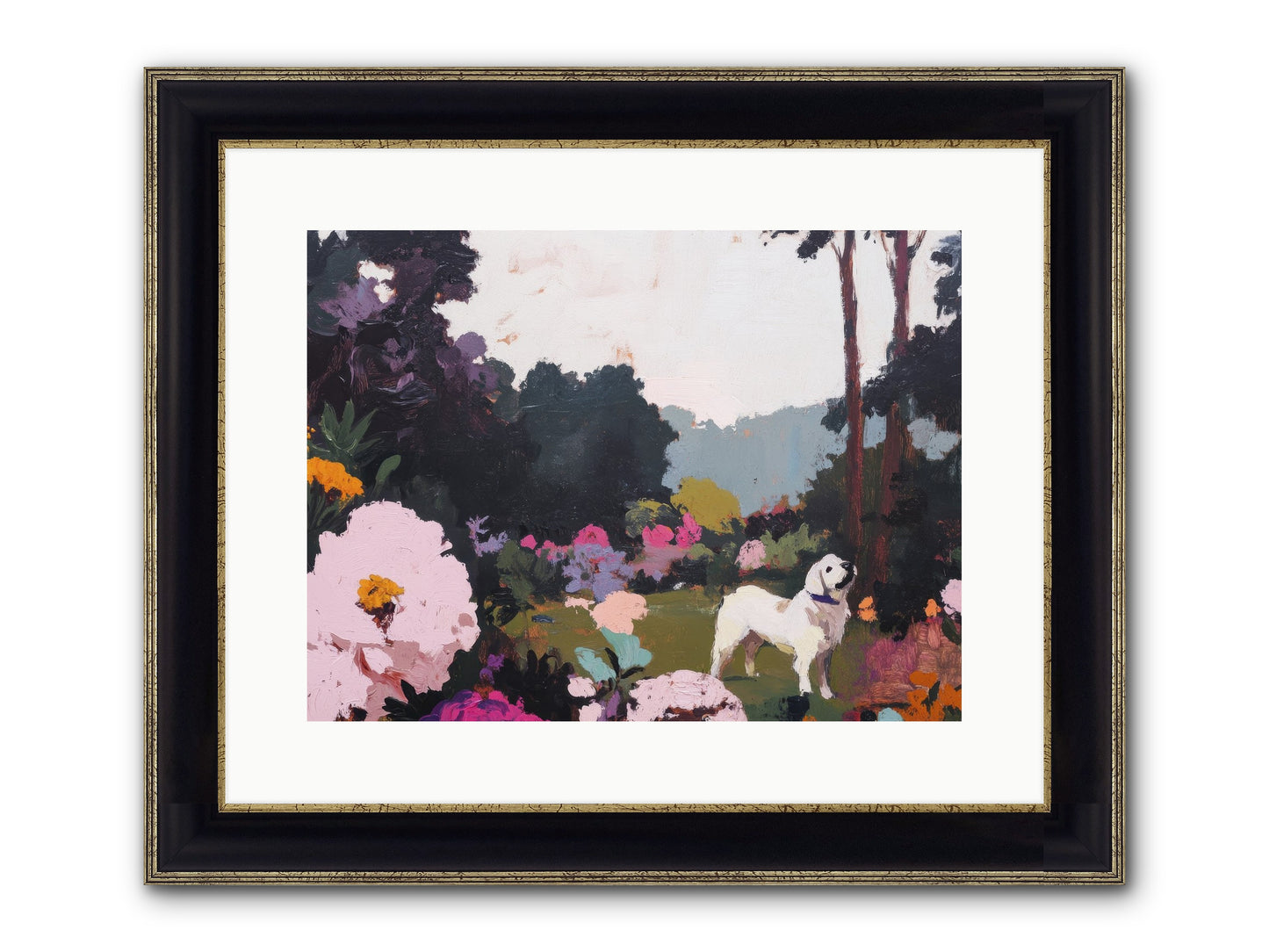 Through The Trees Framed Print - Black & Gold 16x12