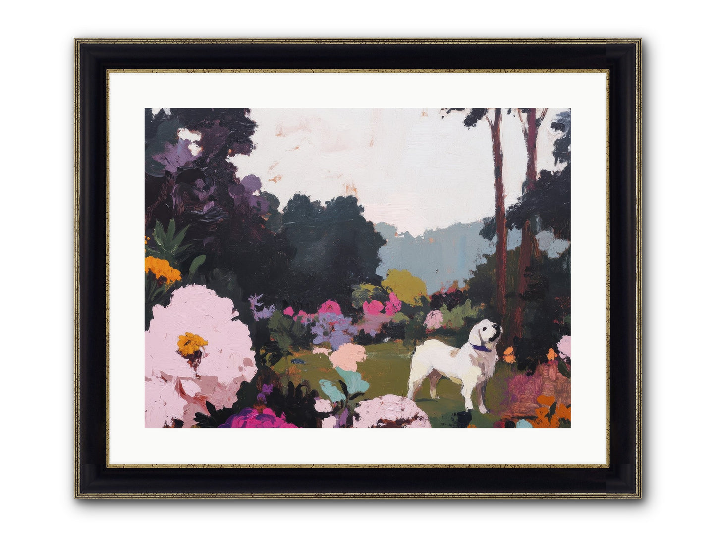 Through The Trees Framed Print - Black & Gold 24x18