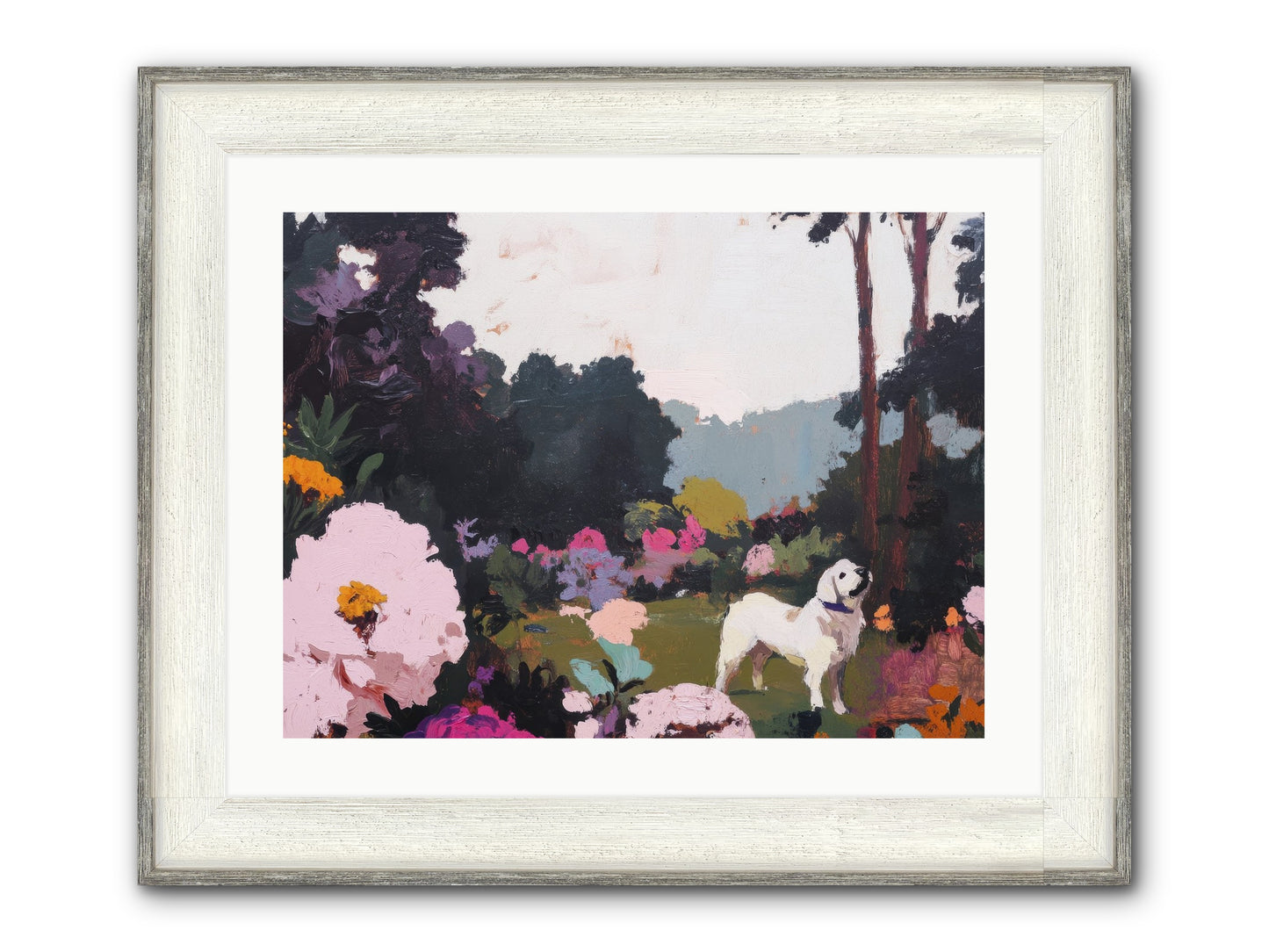 Through The Trees Framed Print - Driftwood White 24x18