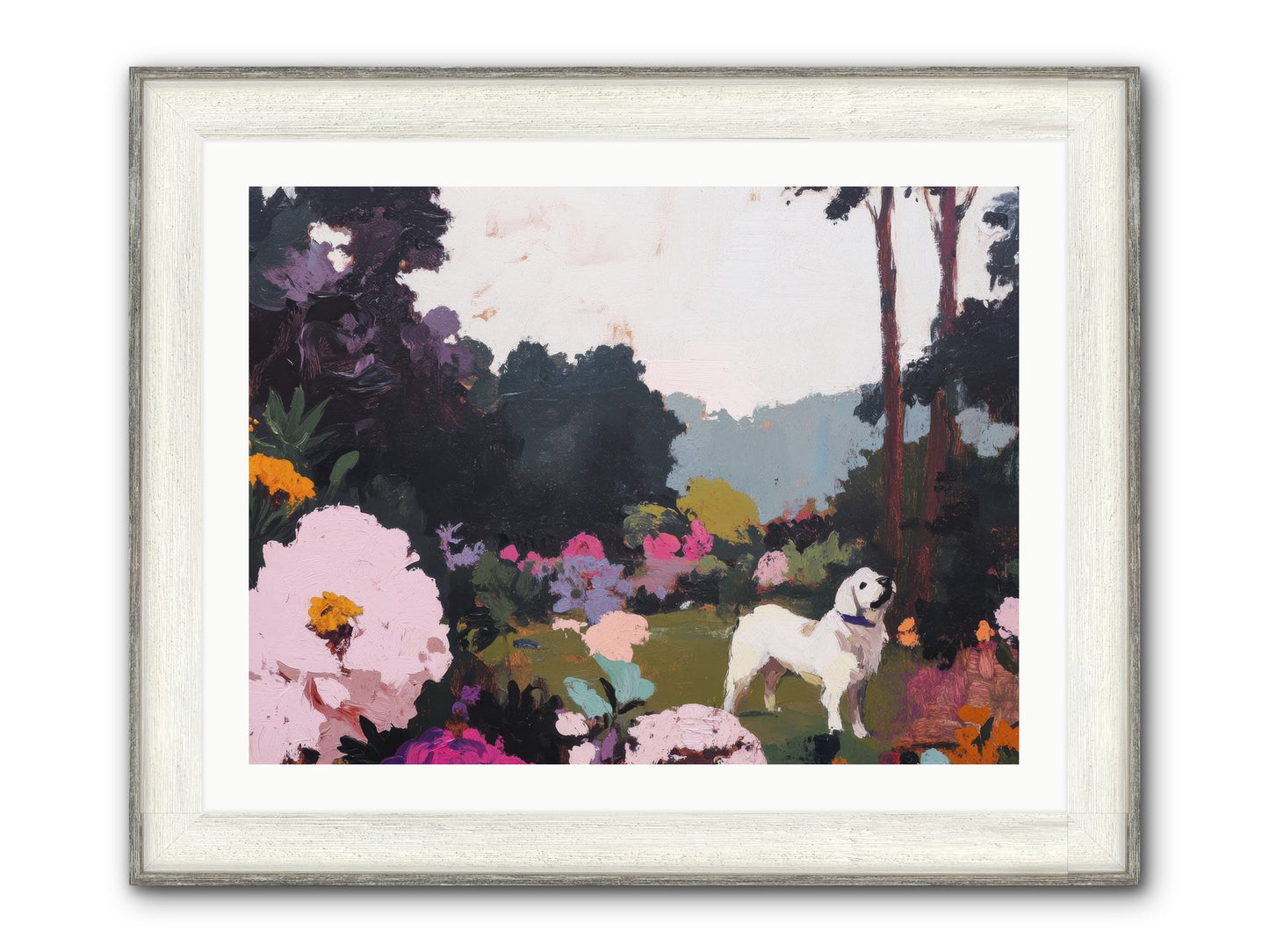 Through The Trees Framed Print - Driftwood White 32x24