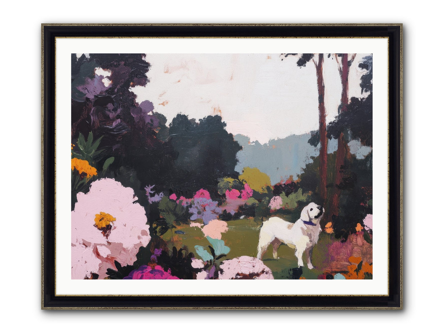Through The Trees Framed Print - Black & Gold 40x30