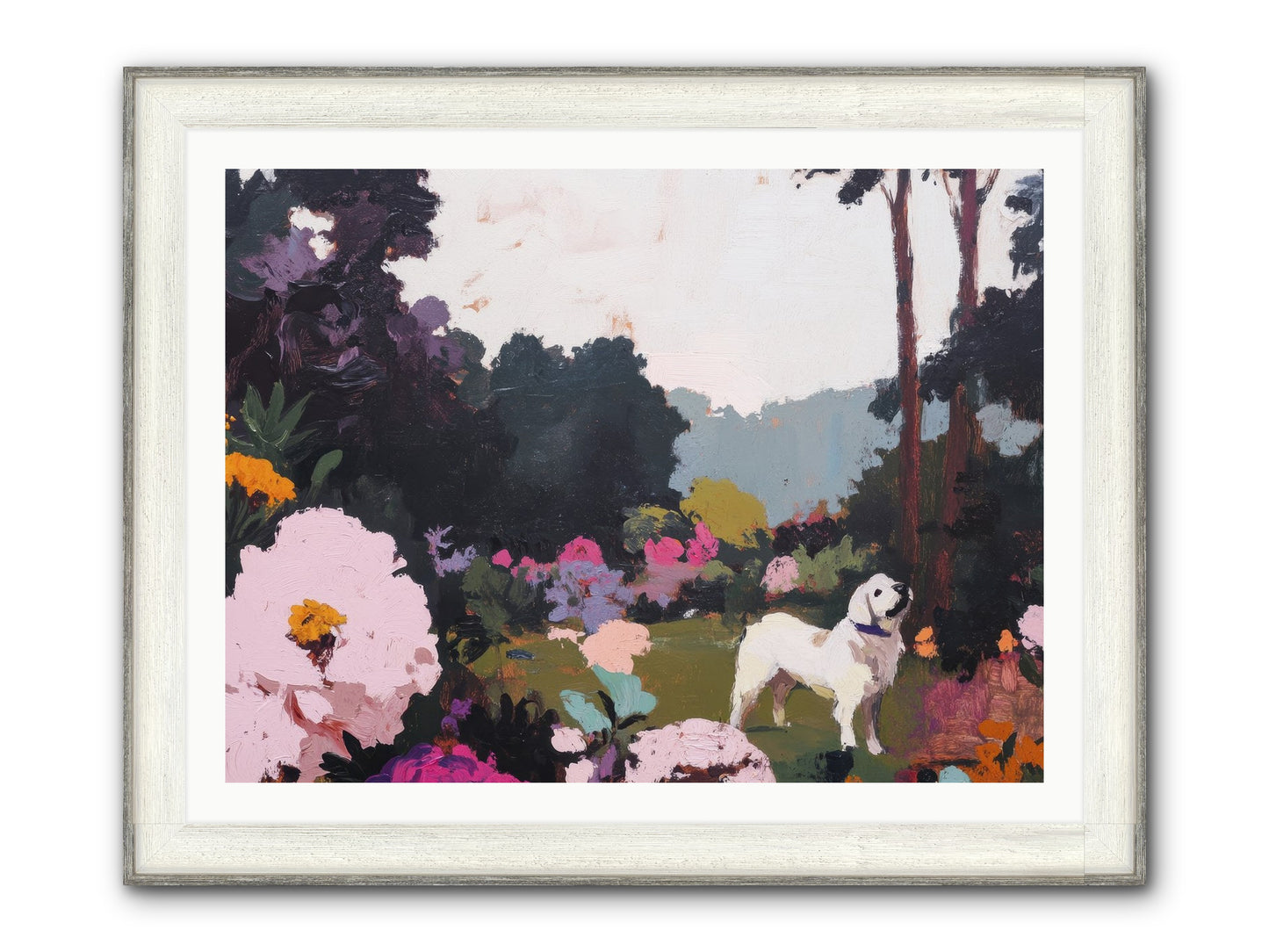 Through The Trees Framed Print - Driftwood White 40x30