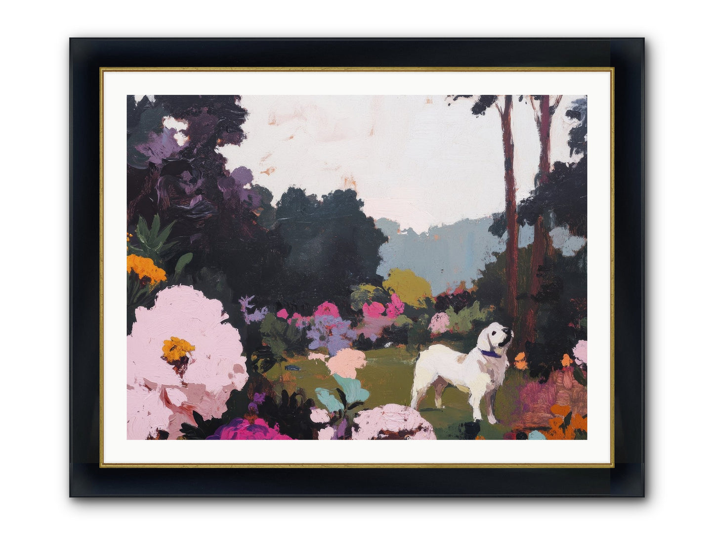 Through The Trees Framed Print - Wide Black w/Gold 40x30