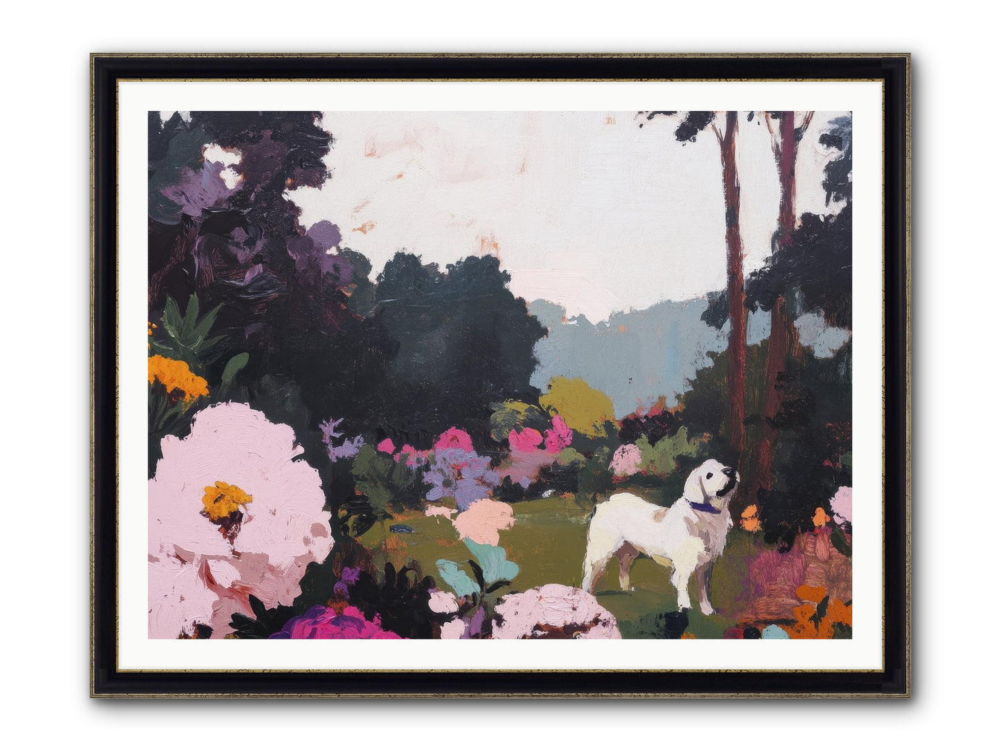 Through The Trees Framed Print - Black & Gold 48x36