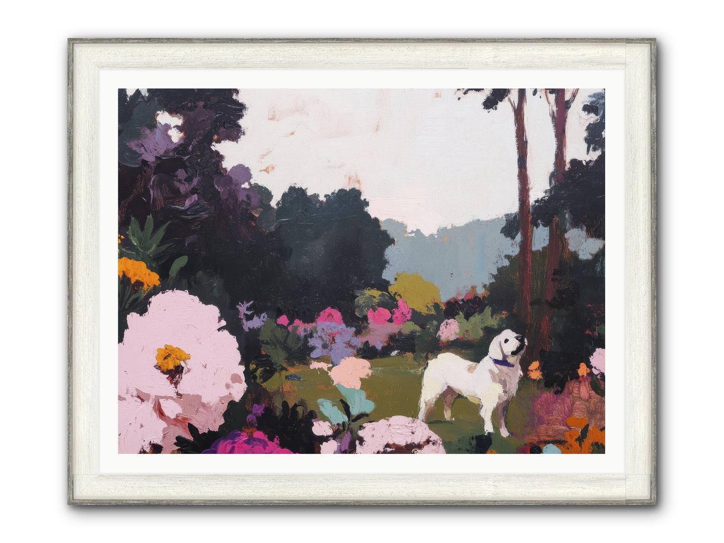 Through The Trees Framed Print - Driftwood White 48x36