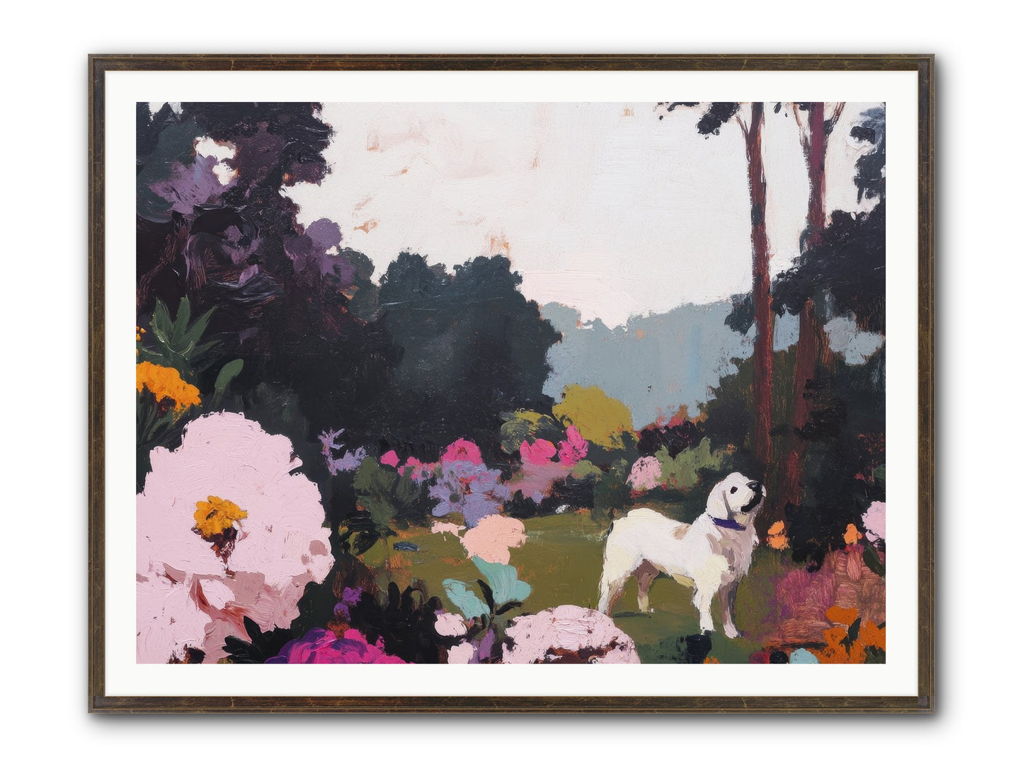 Through The Trees Framed Print - Slimwoods Black/Gold 48x36
