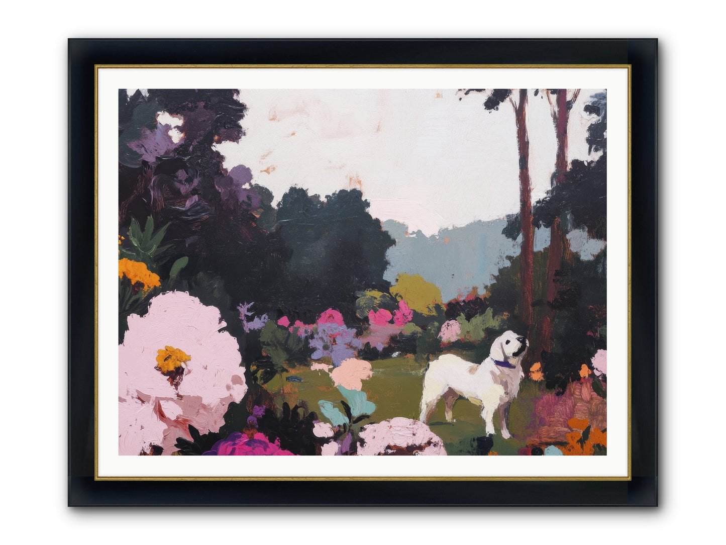 Through The Trees Framed Print - Wide Black w/Gold 48x36
