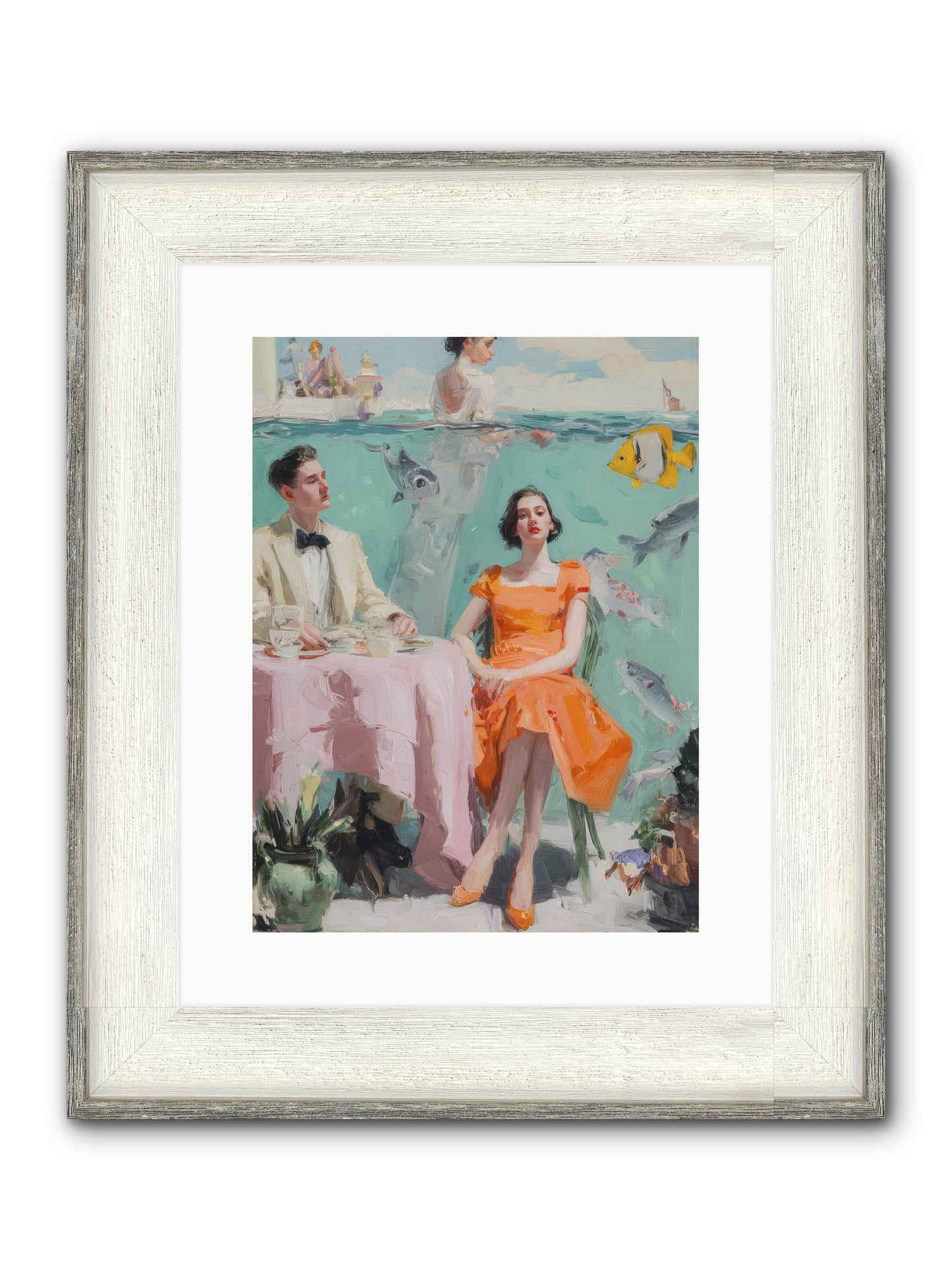 Tidal Cocktails Framed Print - Driftwood White 12x16