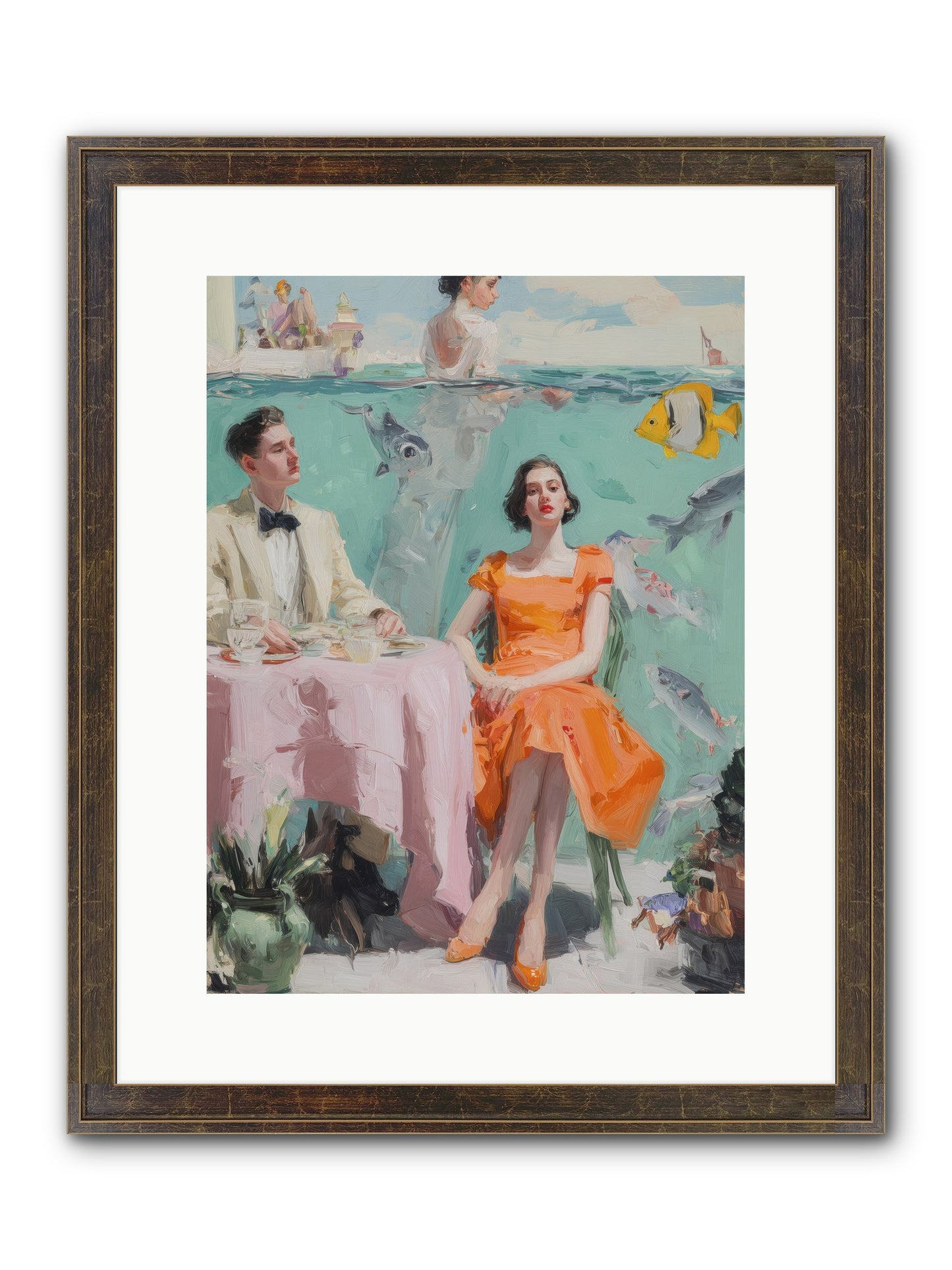 Tidal Cocktails Framed Print - Slimwoods Black/Gold 12x16