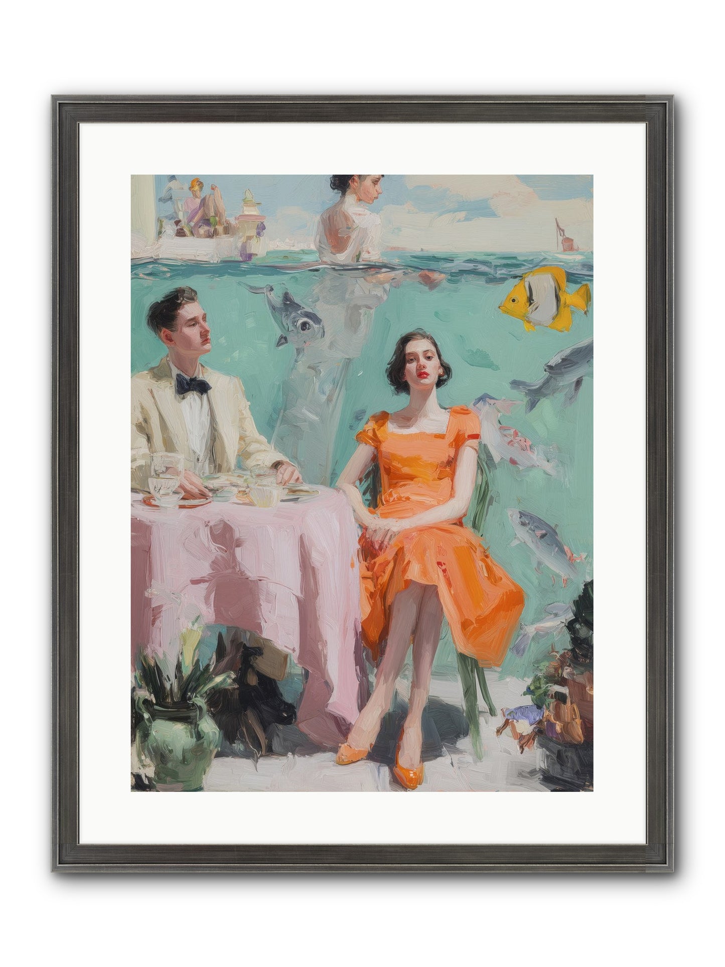 Tidal Cocktails Framed Print - Slimwoods Black/Silver 18x24