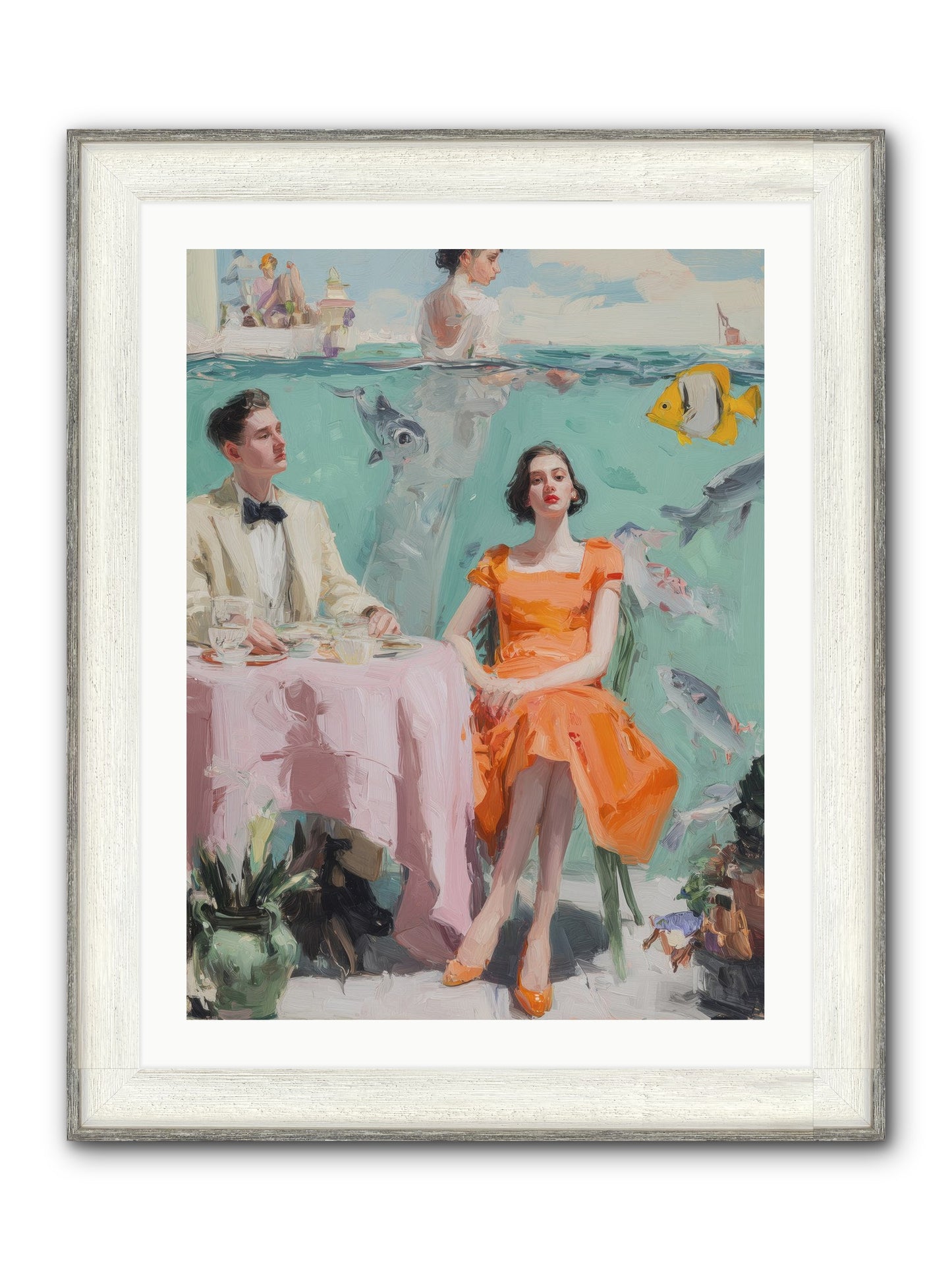 Tidal Cocktails Framed Print - Driftwood White 24x32