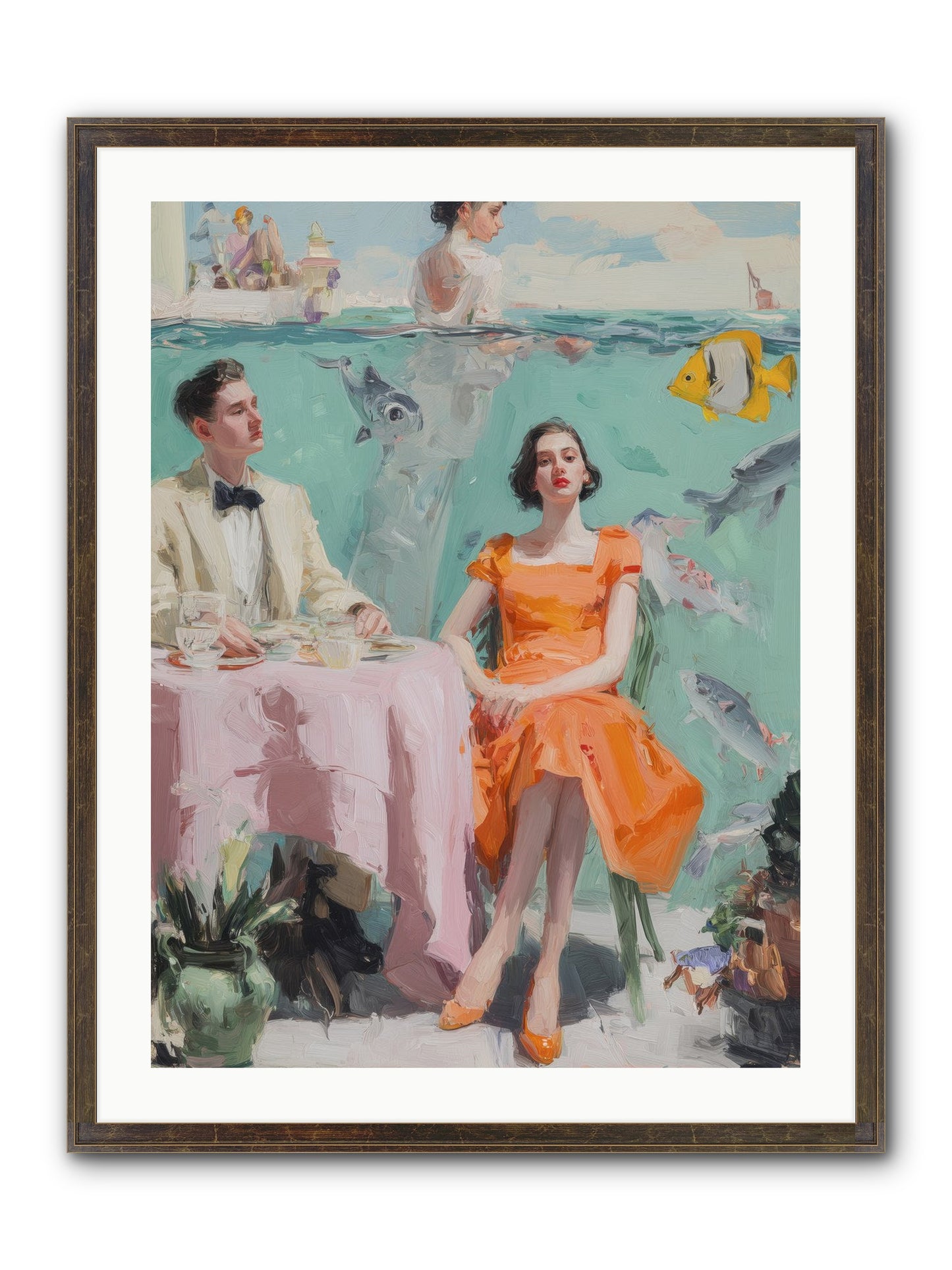 Tidal Cocktails Framed Print - Slimwoods Black/Gold 24x32