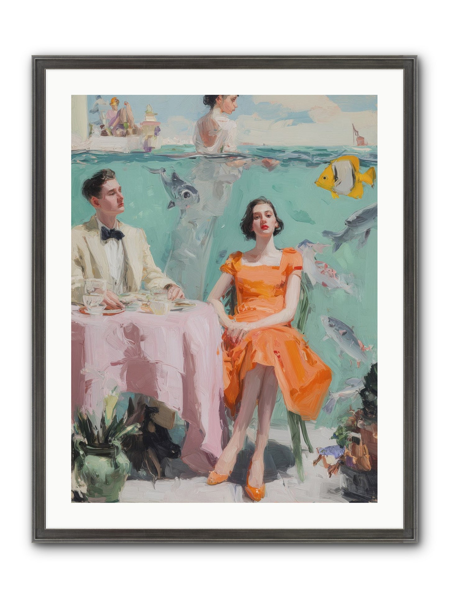 Tidal Cocktails Framed Print - Slimwoods Black/Silver 24x32