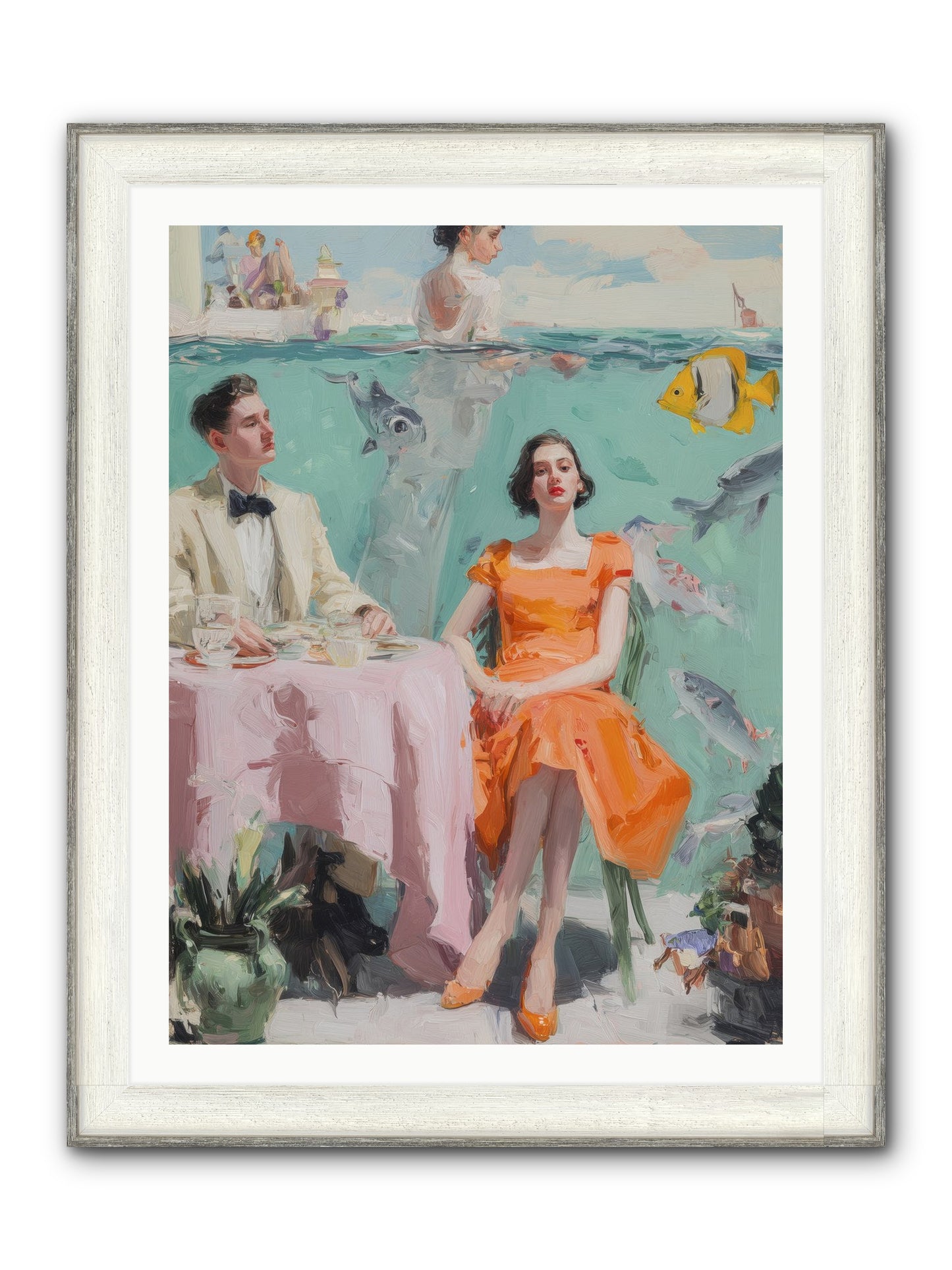 Tidal Cocktails Framed Print - Driftwood White 30x40