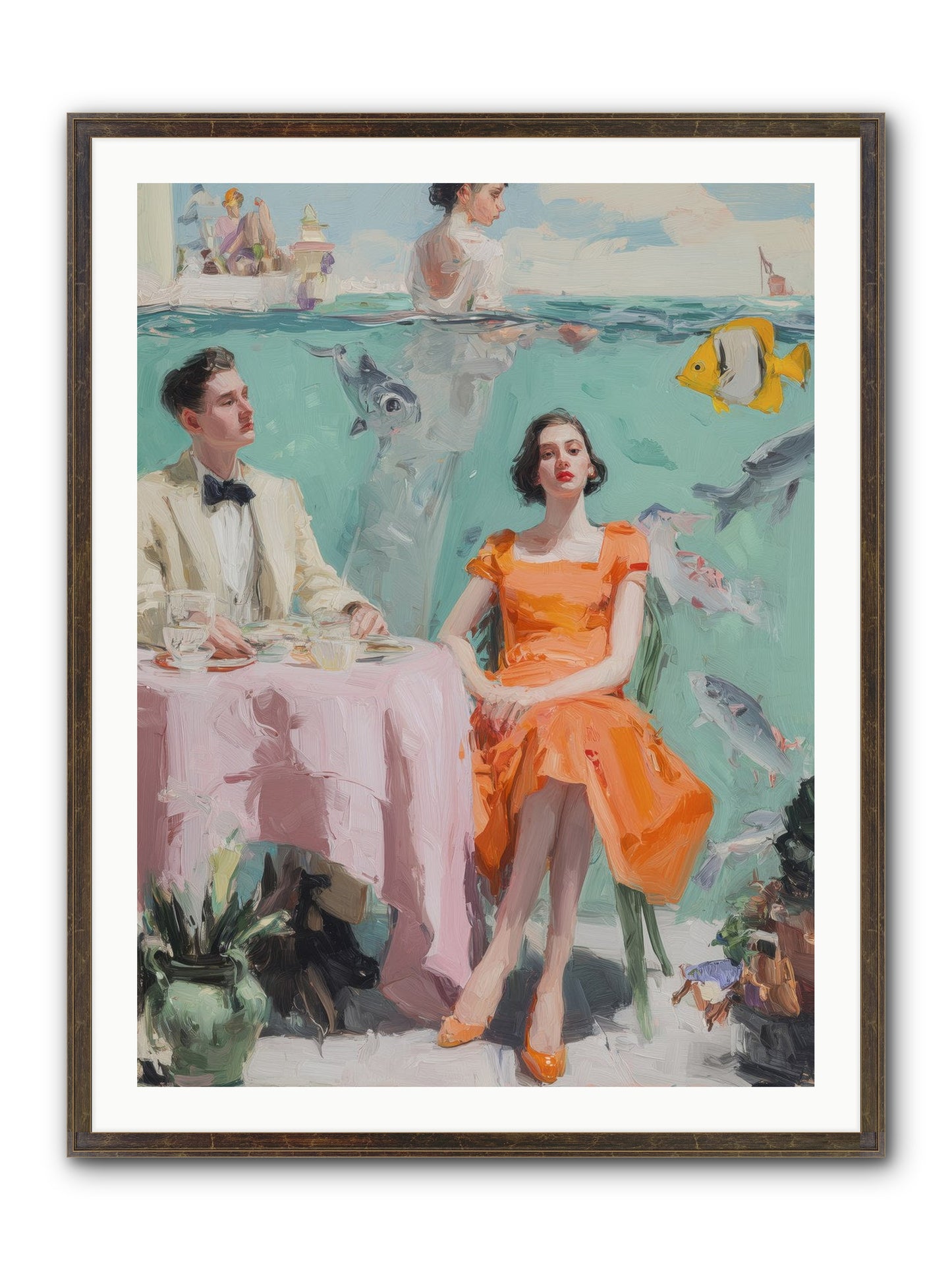 Tidal Cocktails Framed Print - Slimwoods Black/Gold 30x40