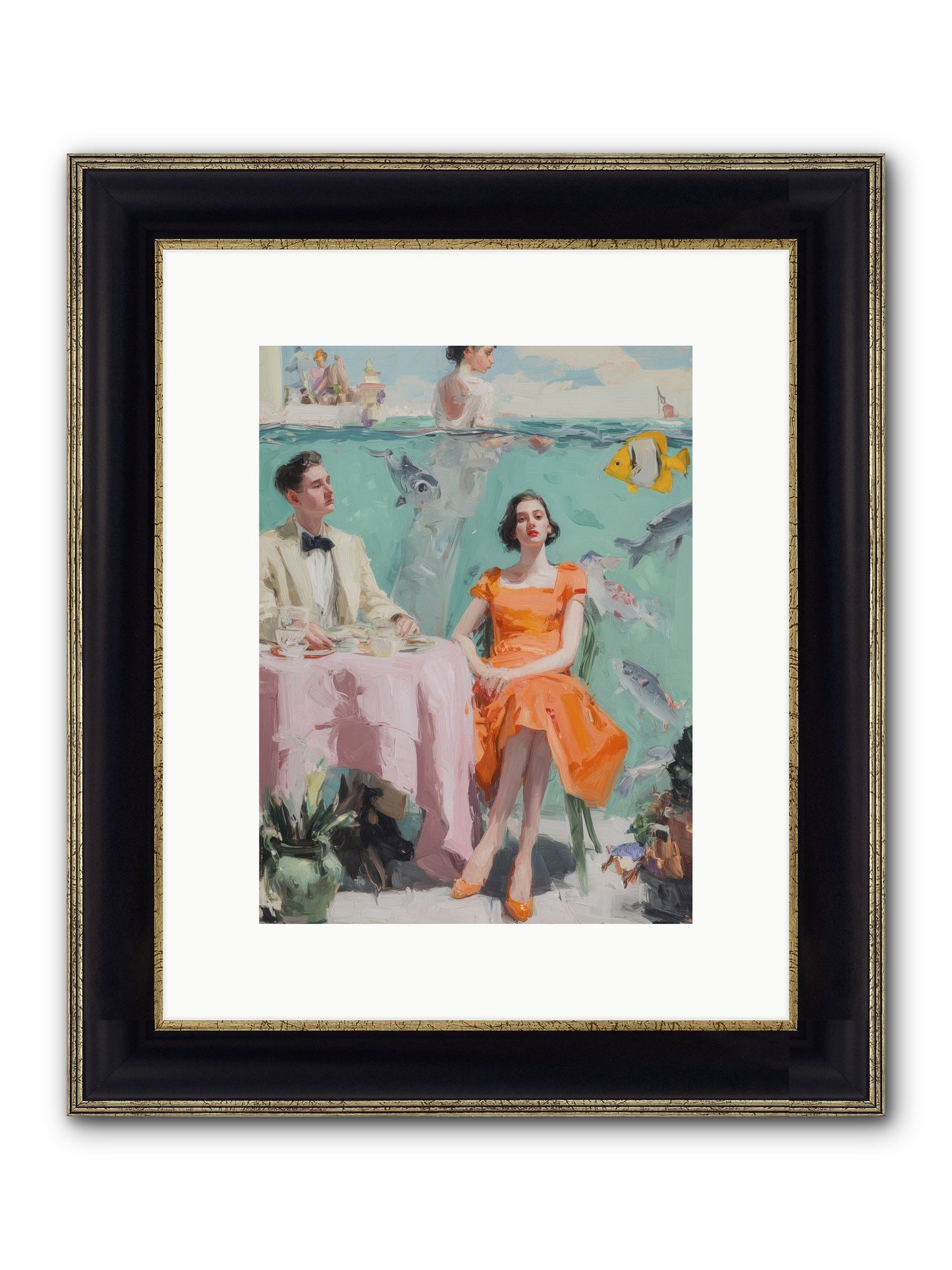 Tidal Cocktails Framed Print - Black & Gold 9x12