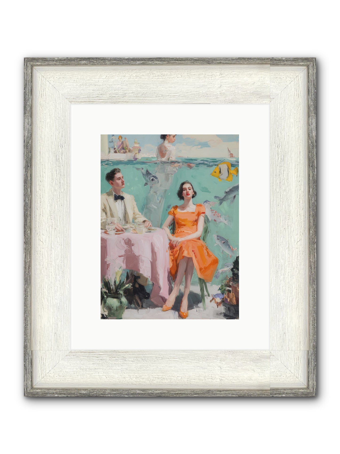 Tidal Cocktails Framed Print - Driftwood White 9x12