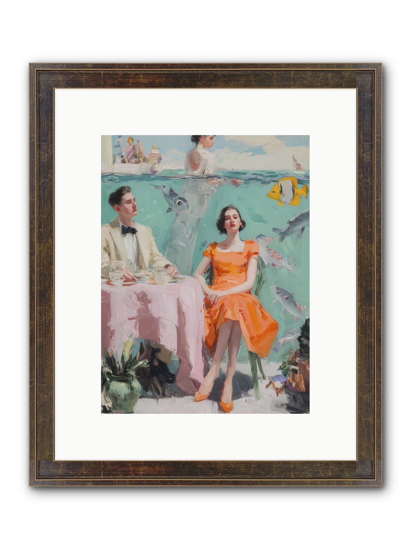 Tidal Cocktails Framed Print - Slimwoods Black/Gold 9x12