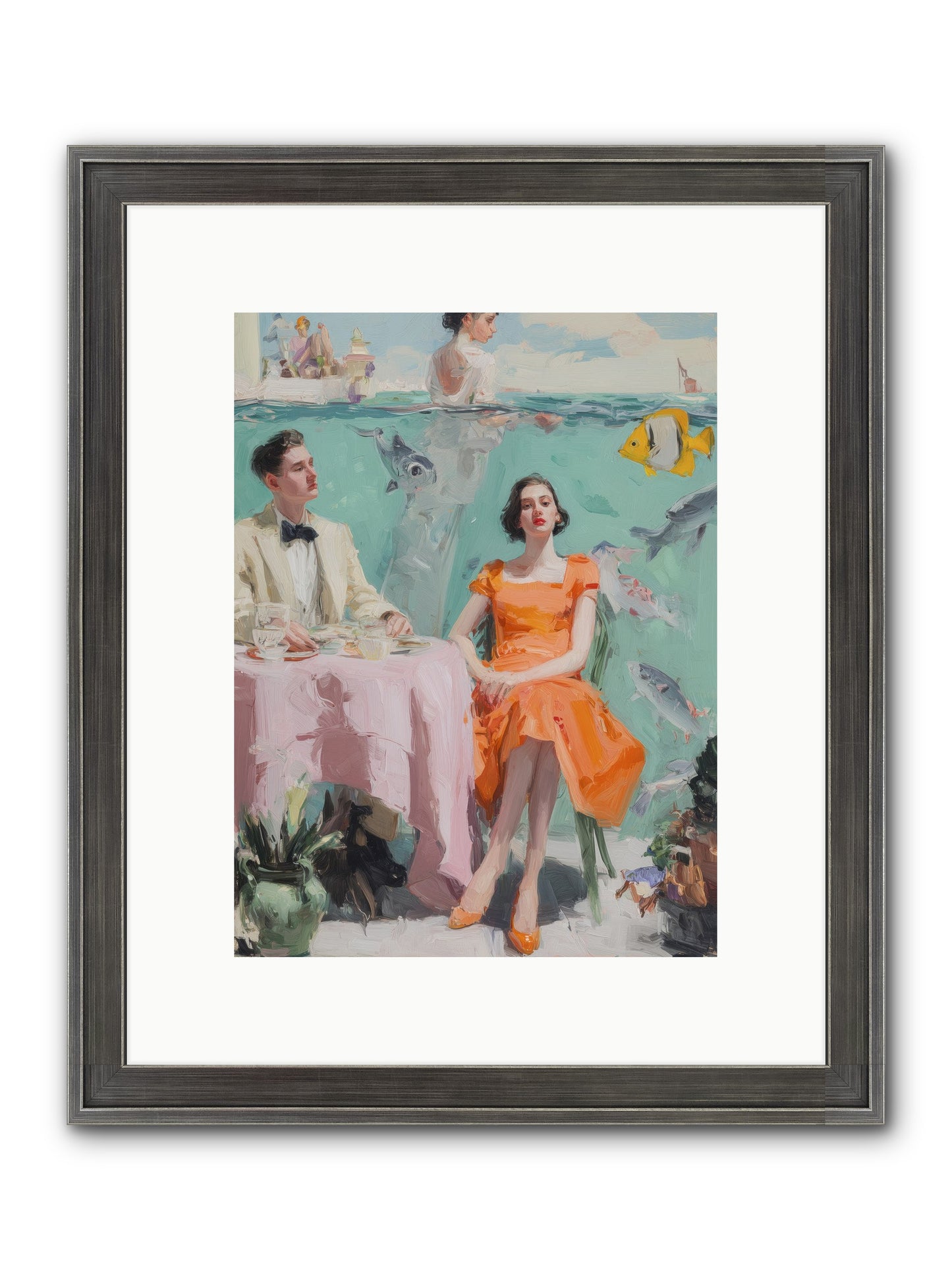 Tidal Cocktails Framed Print - Slimwoods Black/Silver 9x12